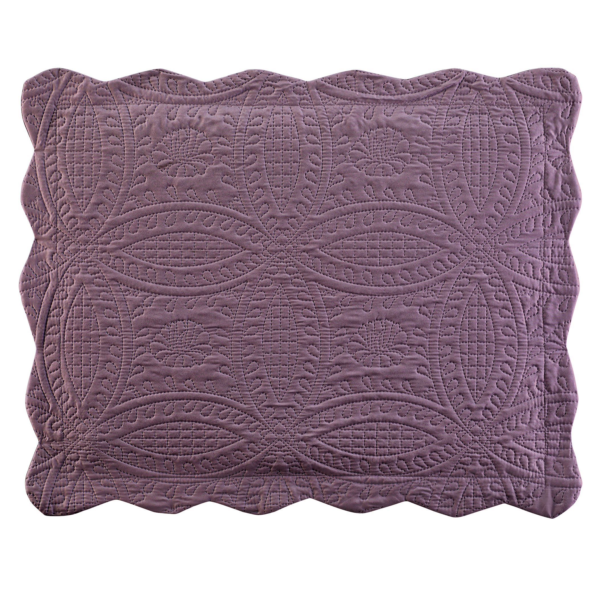 Bridget Textured Ring Design Scalloped Edge Pillow Sham Sham Gender Neutral Plum