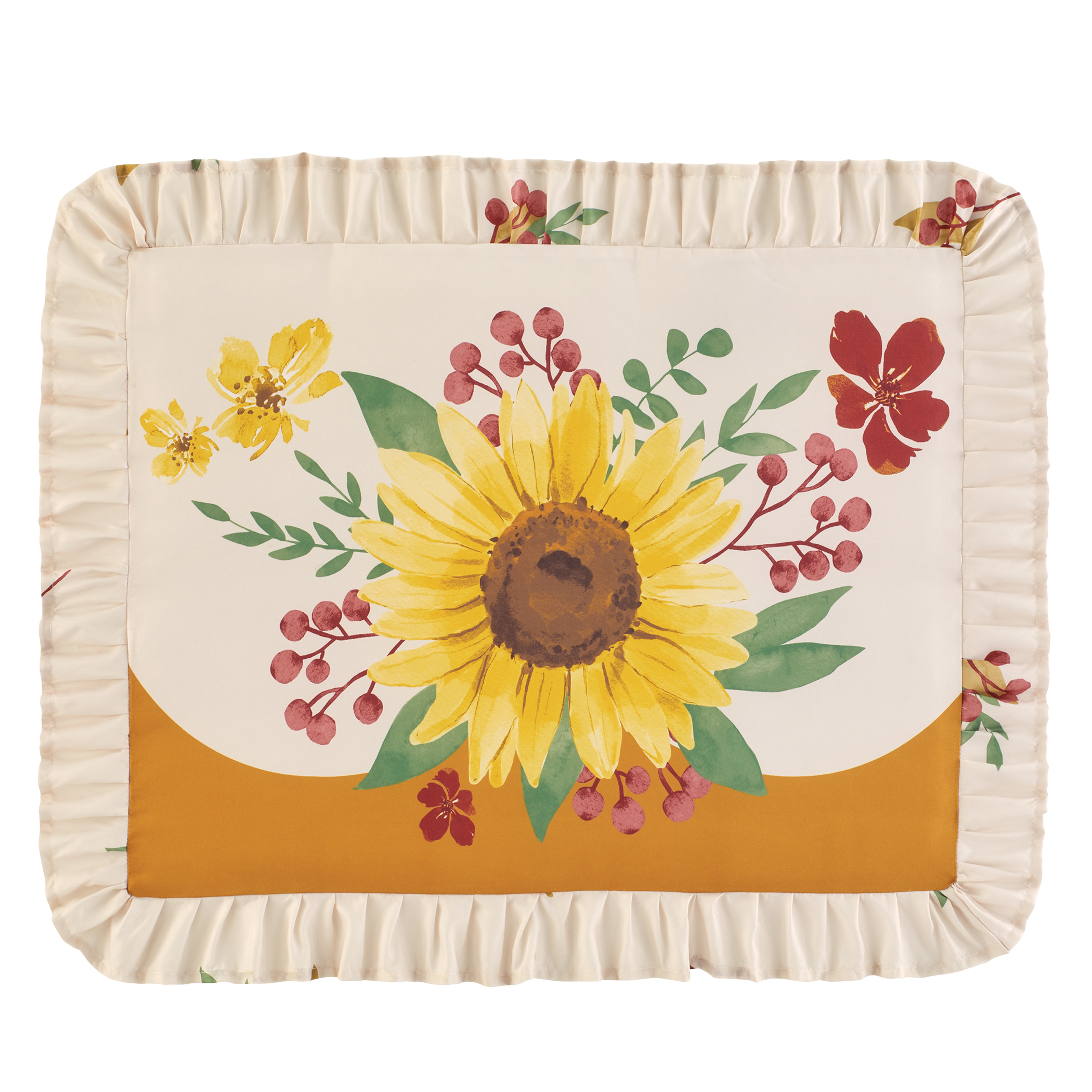 Charming Sunflower Ruffled Edge Pillow Sham Gender Neutral