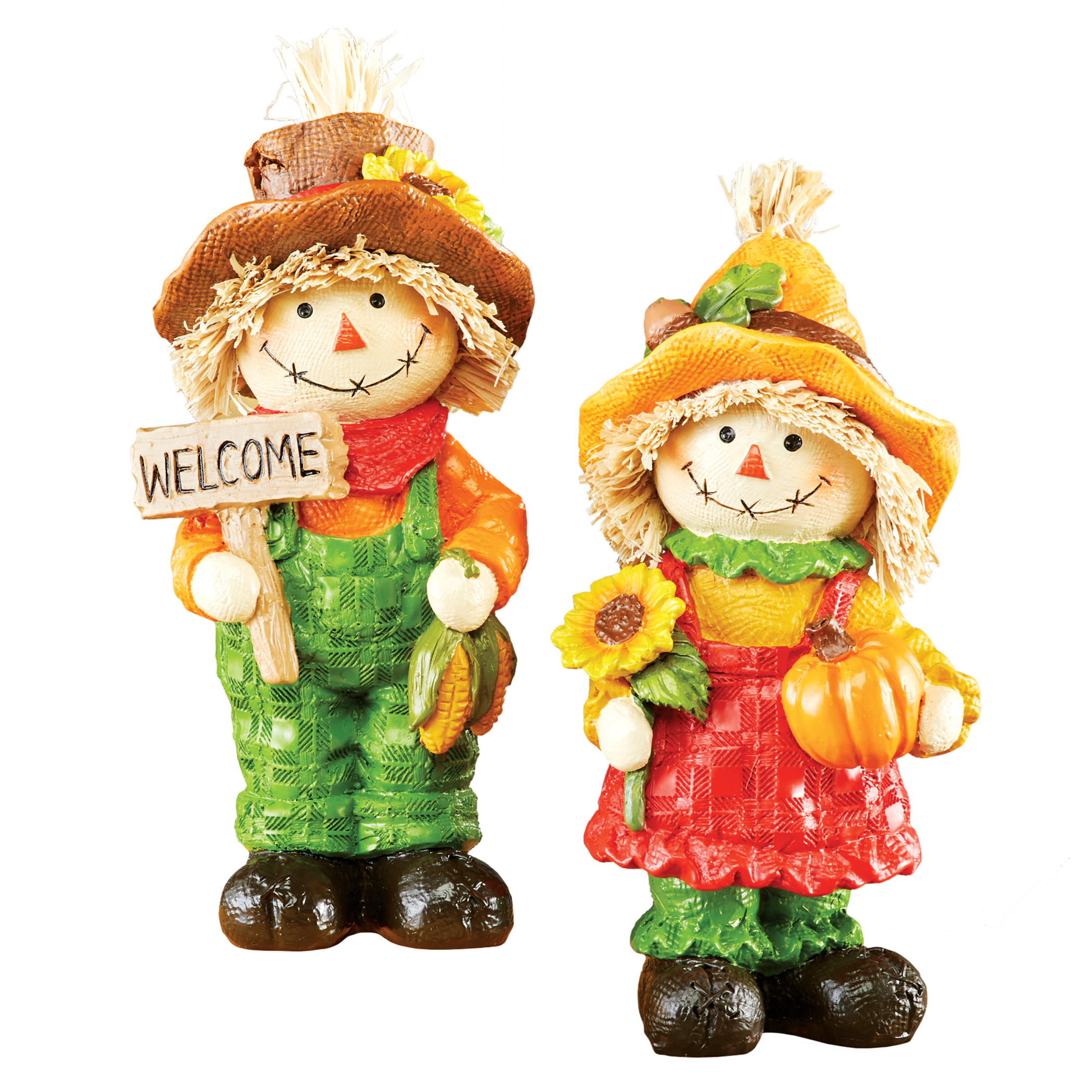 Hand-Painted Harvest Scarecrow Decorative Sitters - Set of 2