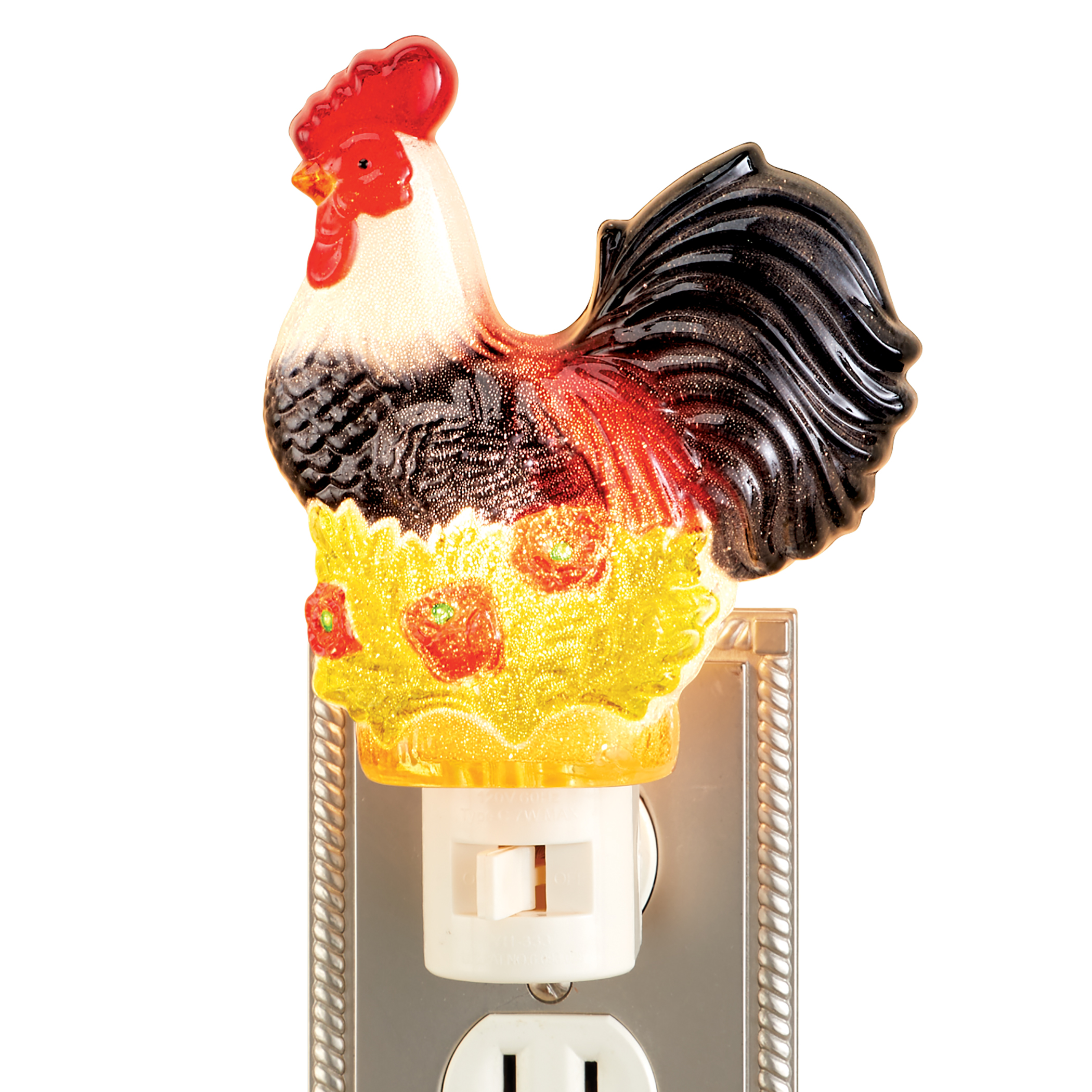 Charming Floral Rooster Plug-In Night Light