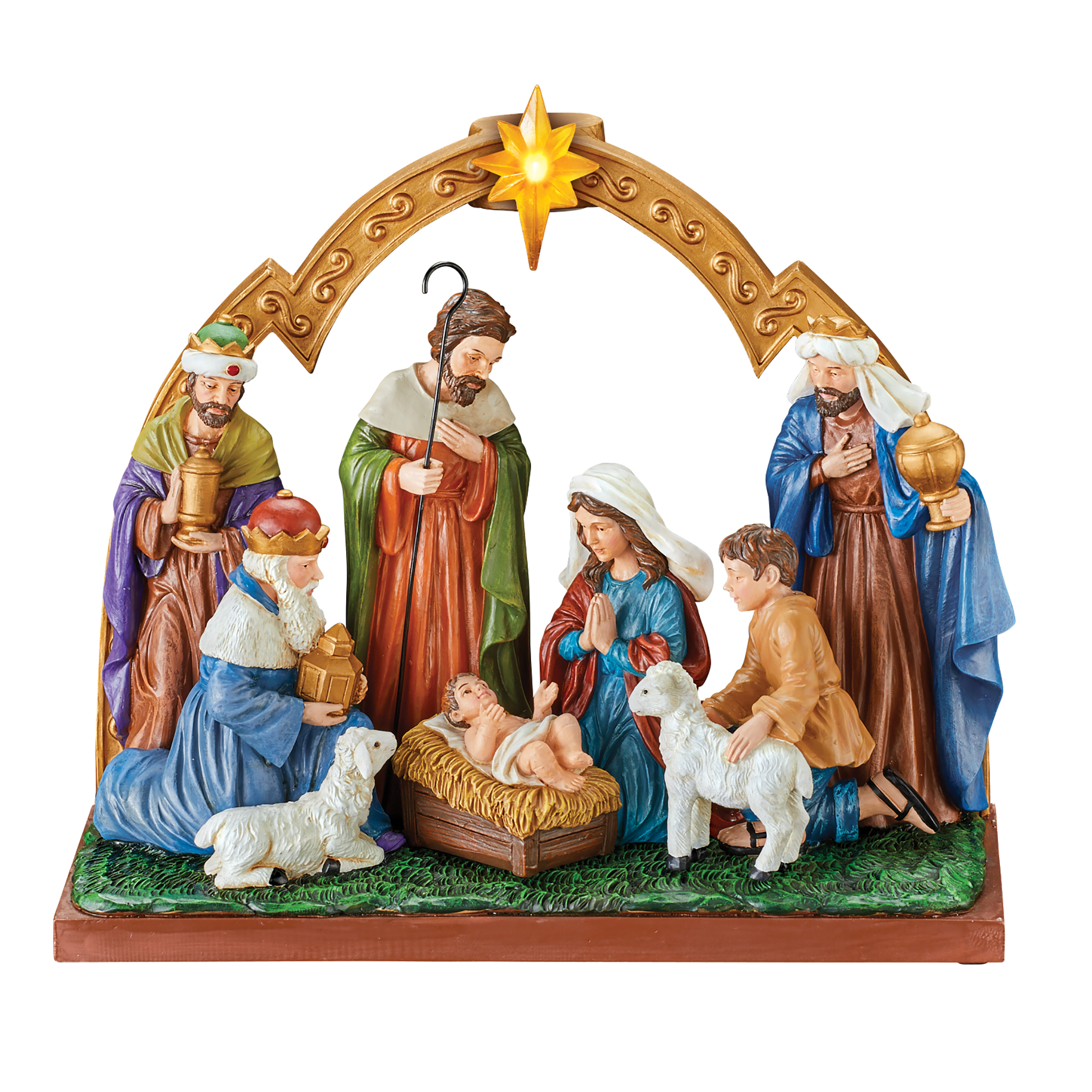 Hand-Painted LED Lighted Arch Nativity Scene Tabletop Decoration
