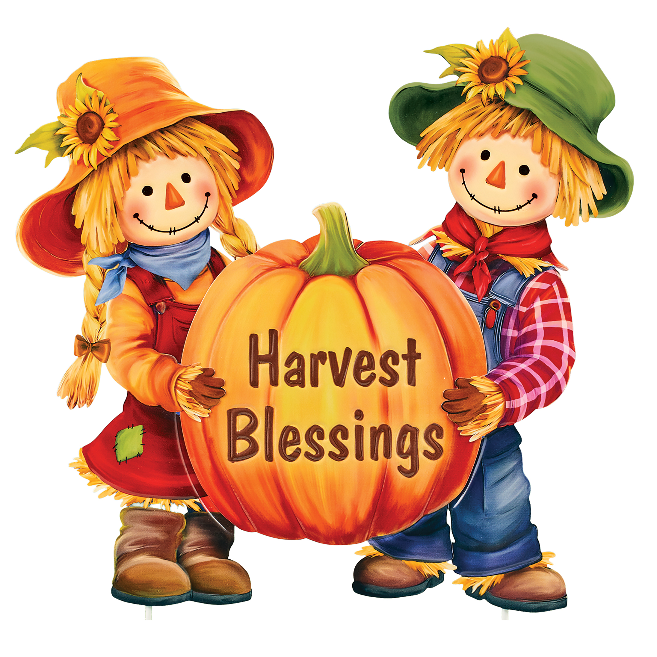 Harvest Blessings Autumn Scarecrows Garden Stake
