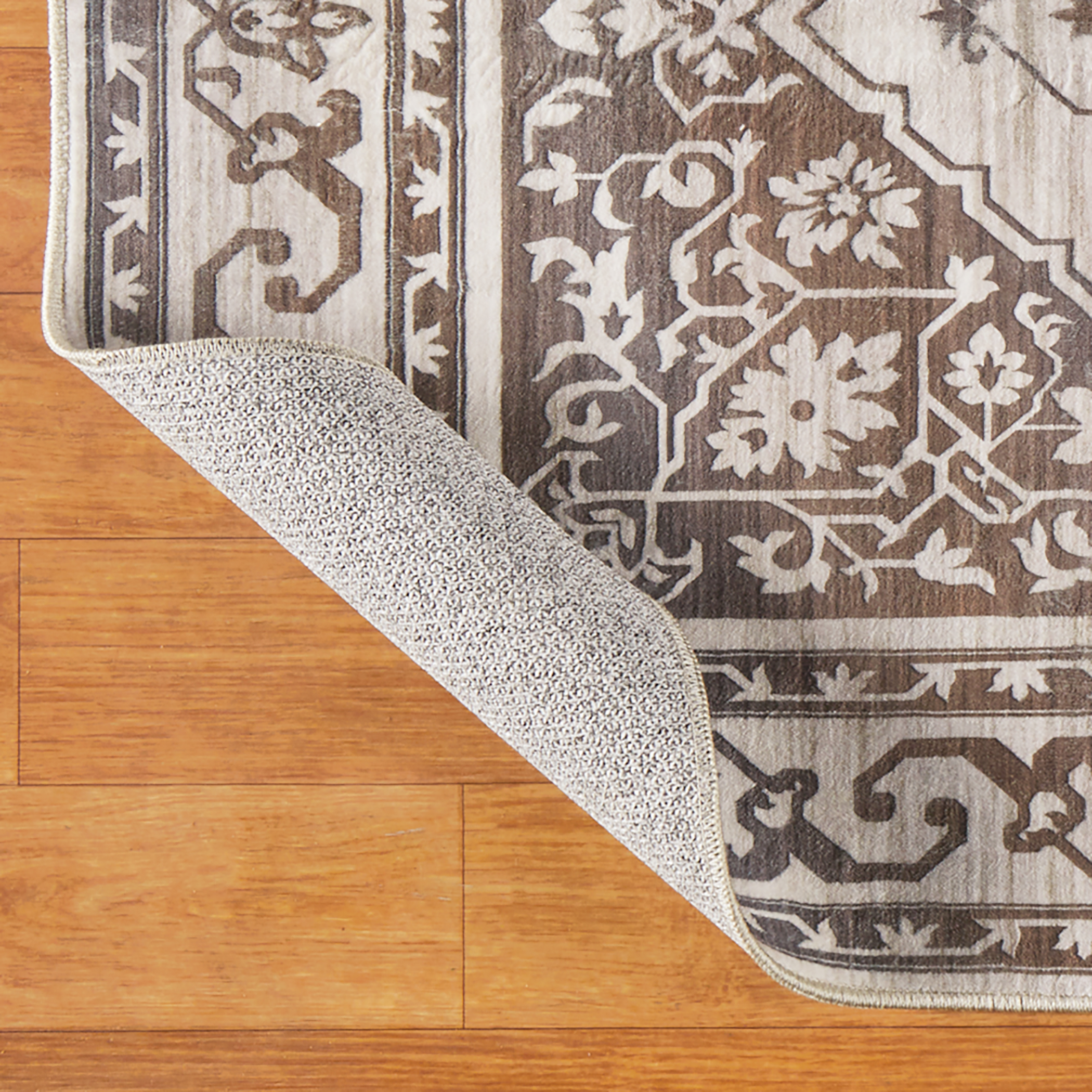 Elegante alfombra antideslizante con diseño de desplazamiento floral - Imagen 8 de 12