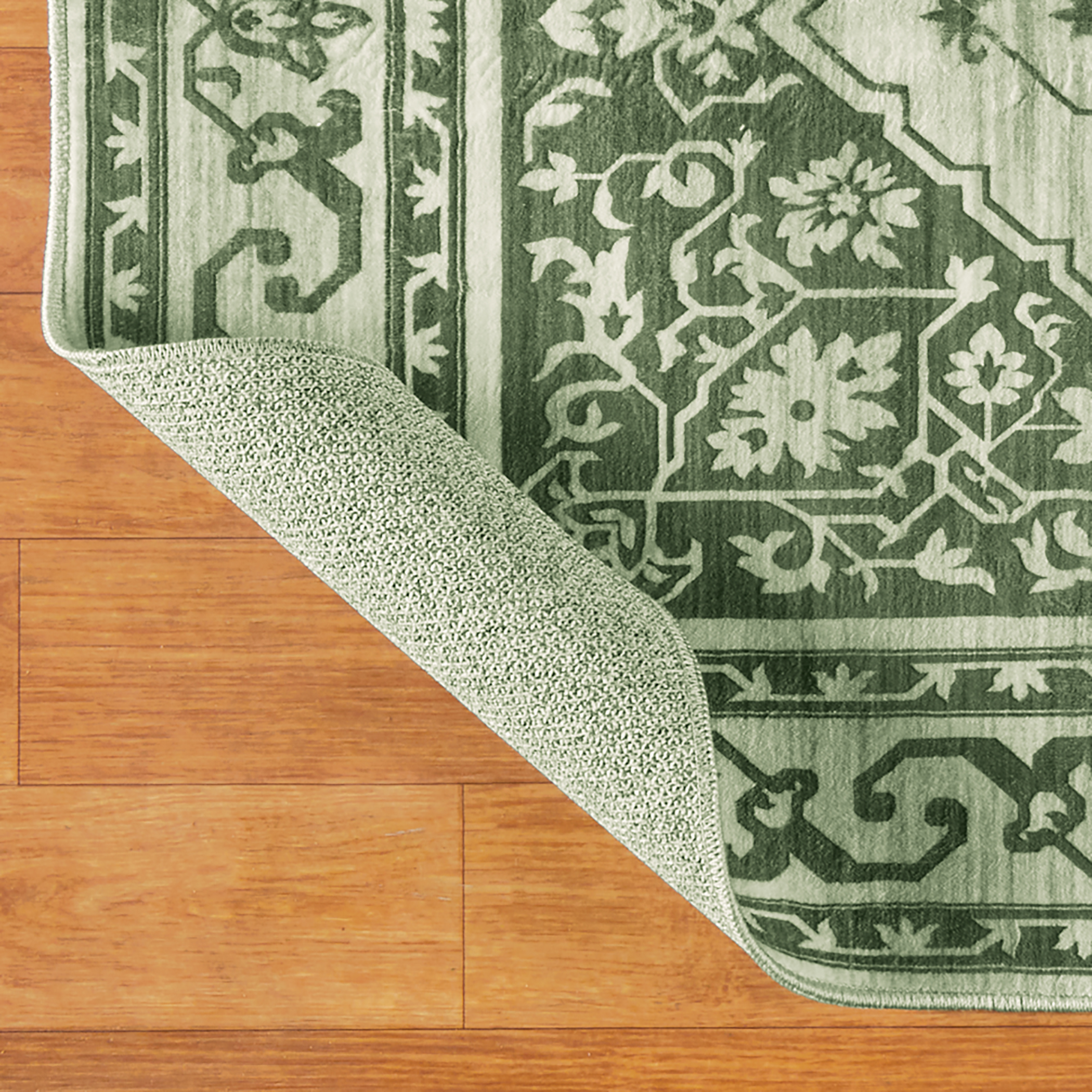 Elegante alfombra antideslizante con diseño de desplazamiento floral - Imagen 12 de 12