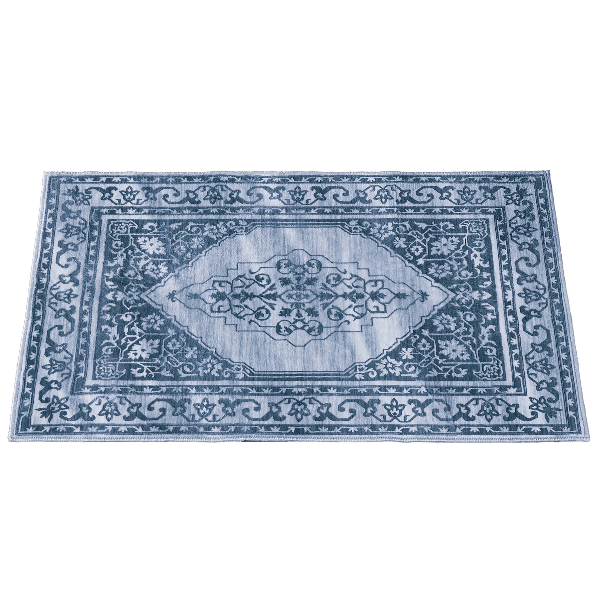 Elegant Floral Scroll Design Skid-Resistant Area Rug 20" x 30" Blue, 20" x 30"