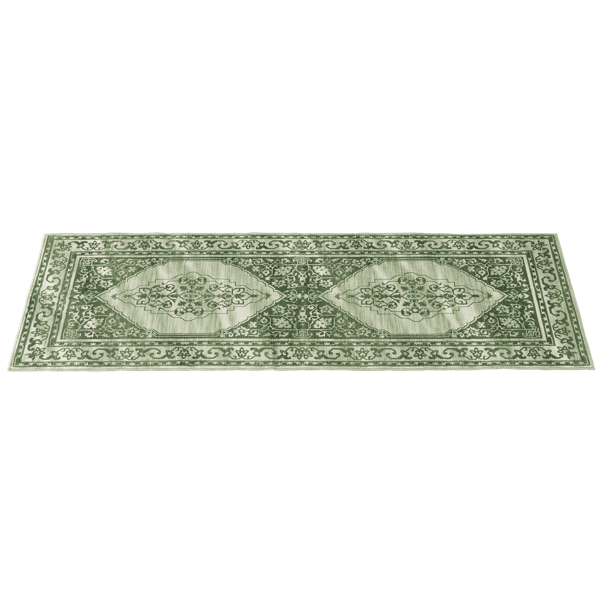 Elegant Floral Scroll Design Skid-Resistant Area Rug 20" x 59" Green, 20" x 59"