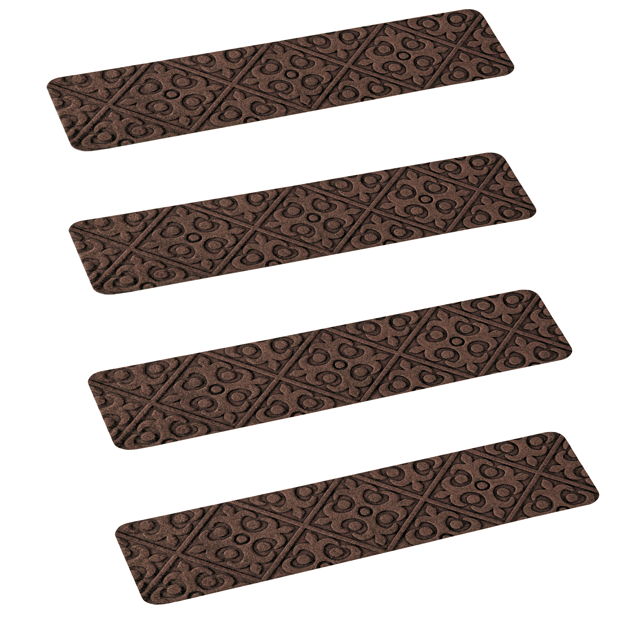 Geometric Design Skid-Resistant Soft Stair Treads - Set of 4 Chocolate