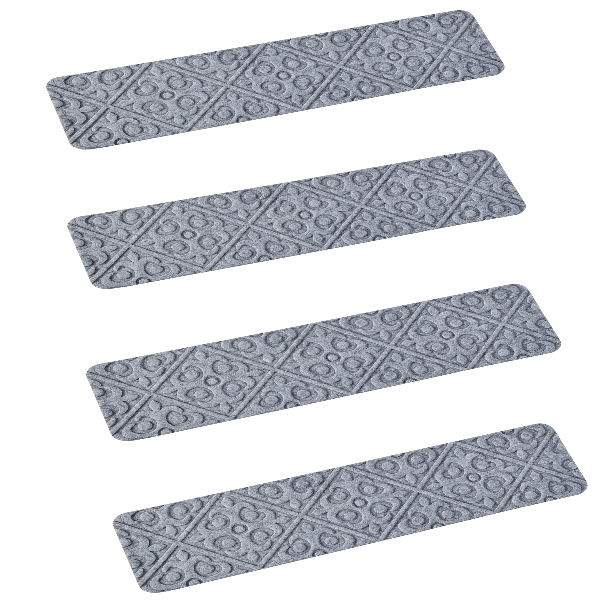 Geometric Design Skid-Resistant Soft Stair Treads - Set of 4 Grey