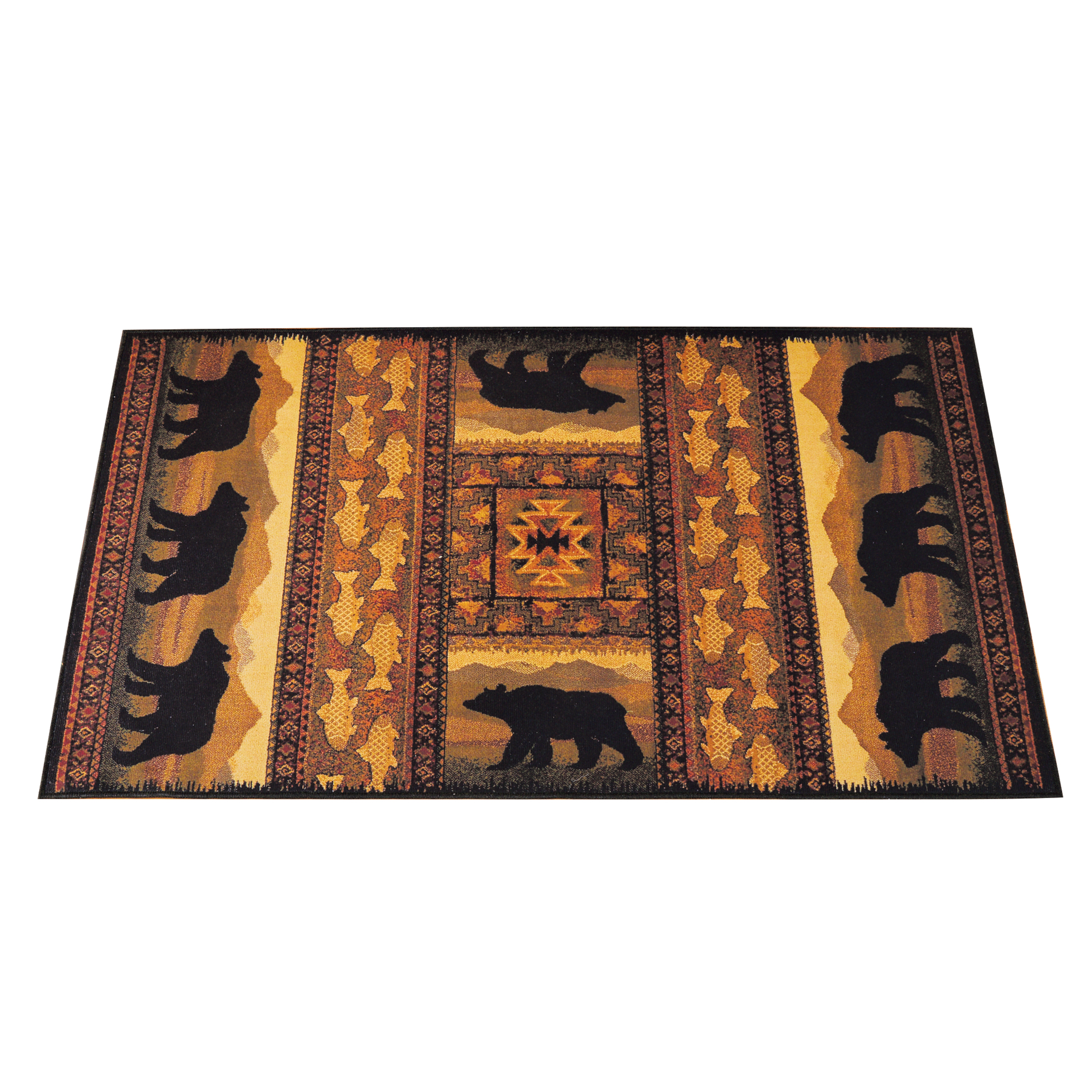 Woodland Bears Aztec Border Durable Area Rug