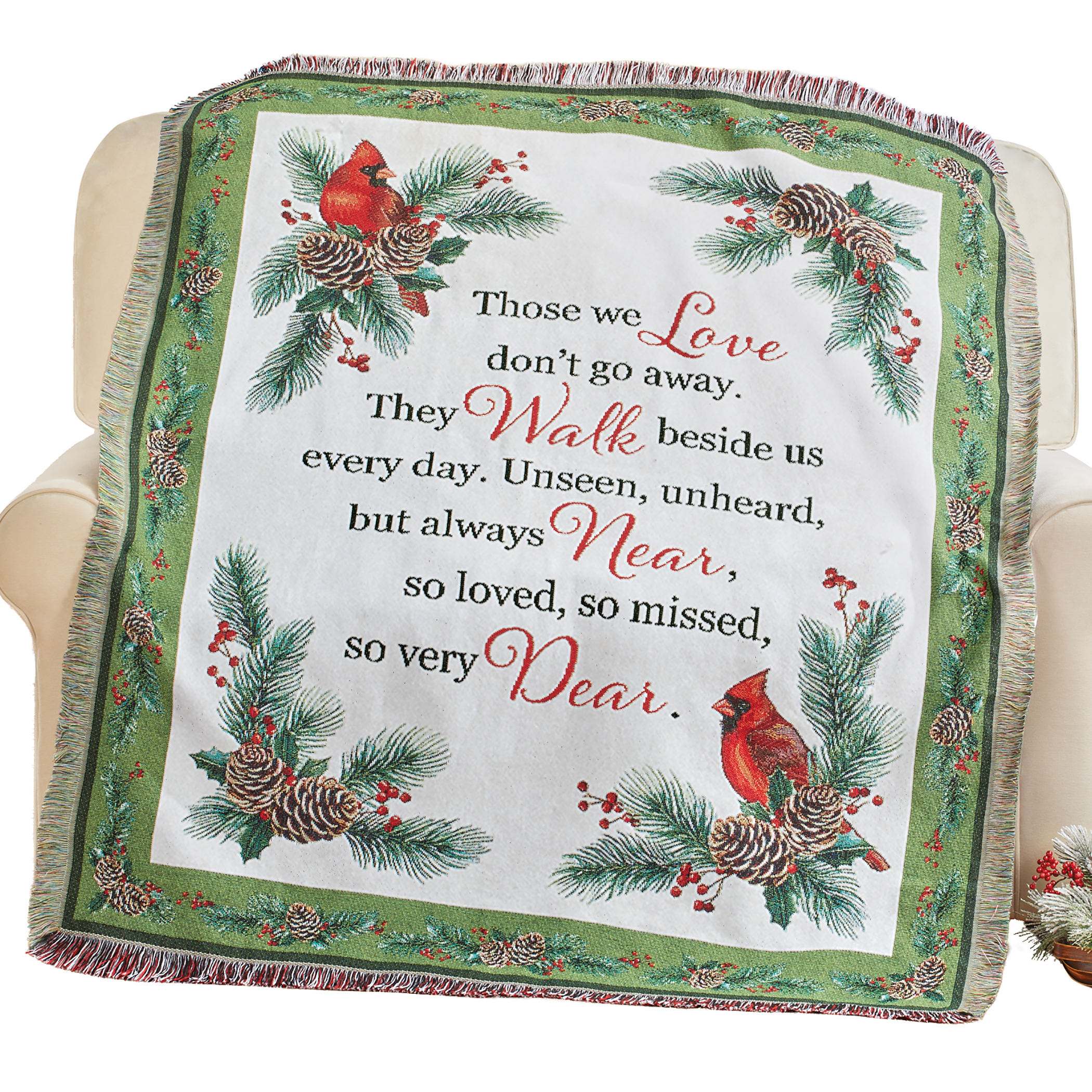 Heartwarming Those We Love Cardinal Tapestry Throw