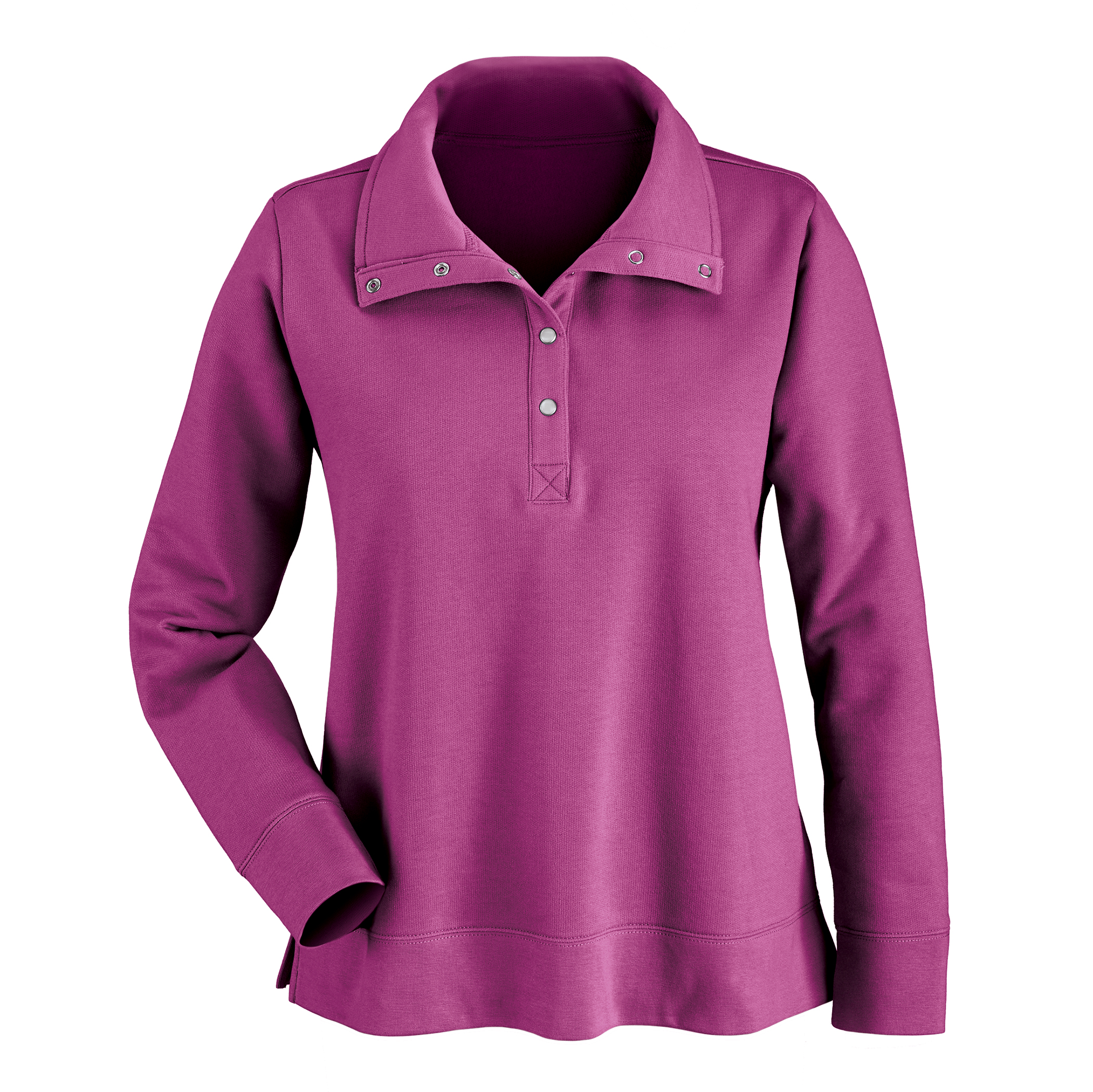 Soft and Comfy Fleece Henley Long Sleeve Pullover XX-Large Women Eggplant