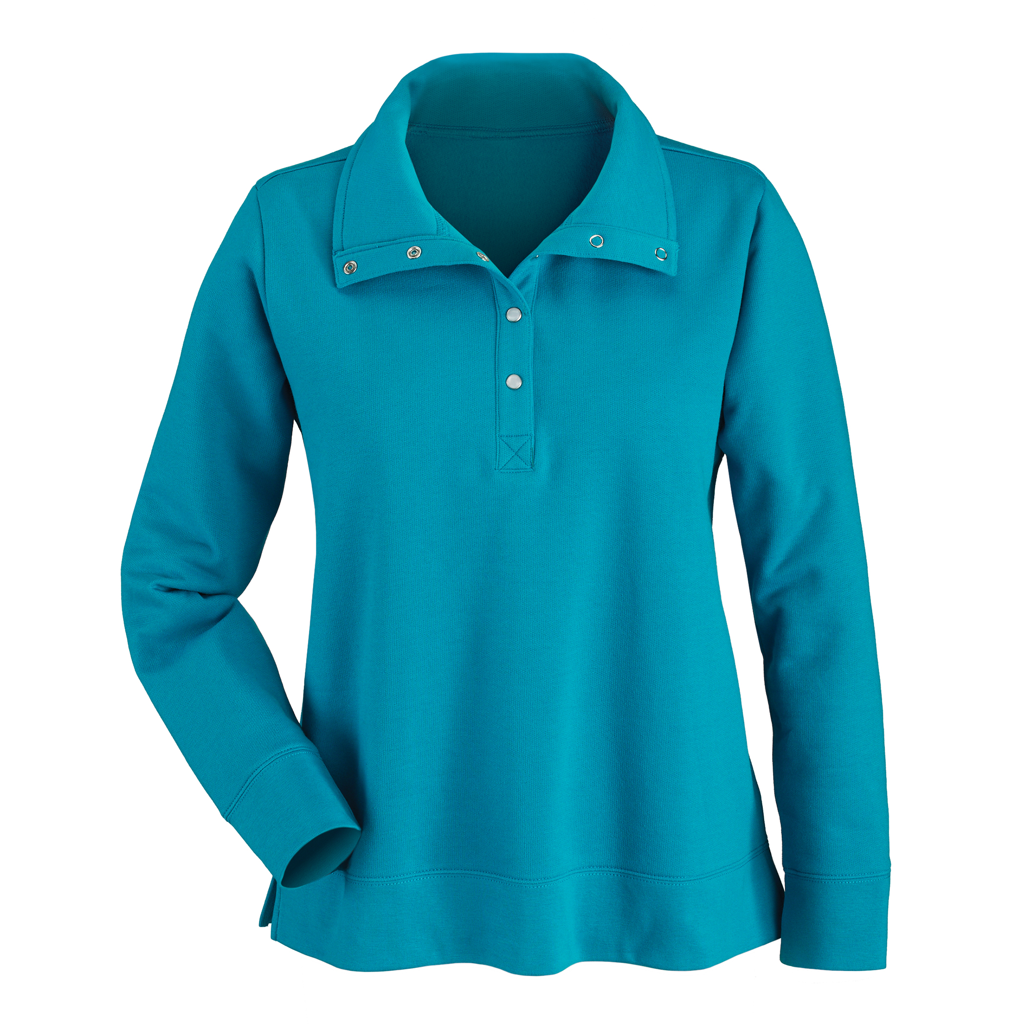 Soft and Comfy Fleece Henley Long Sleeve Pullover XX-Large Women Teal