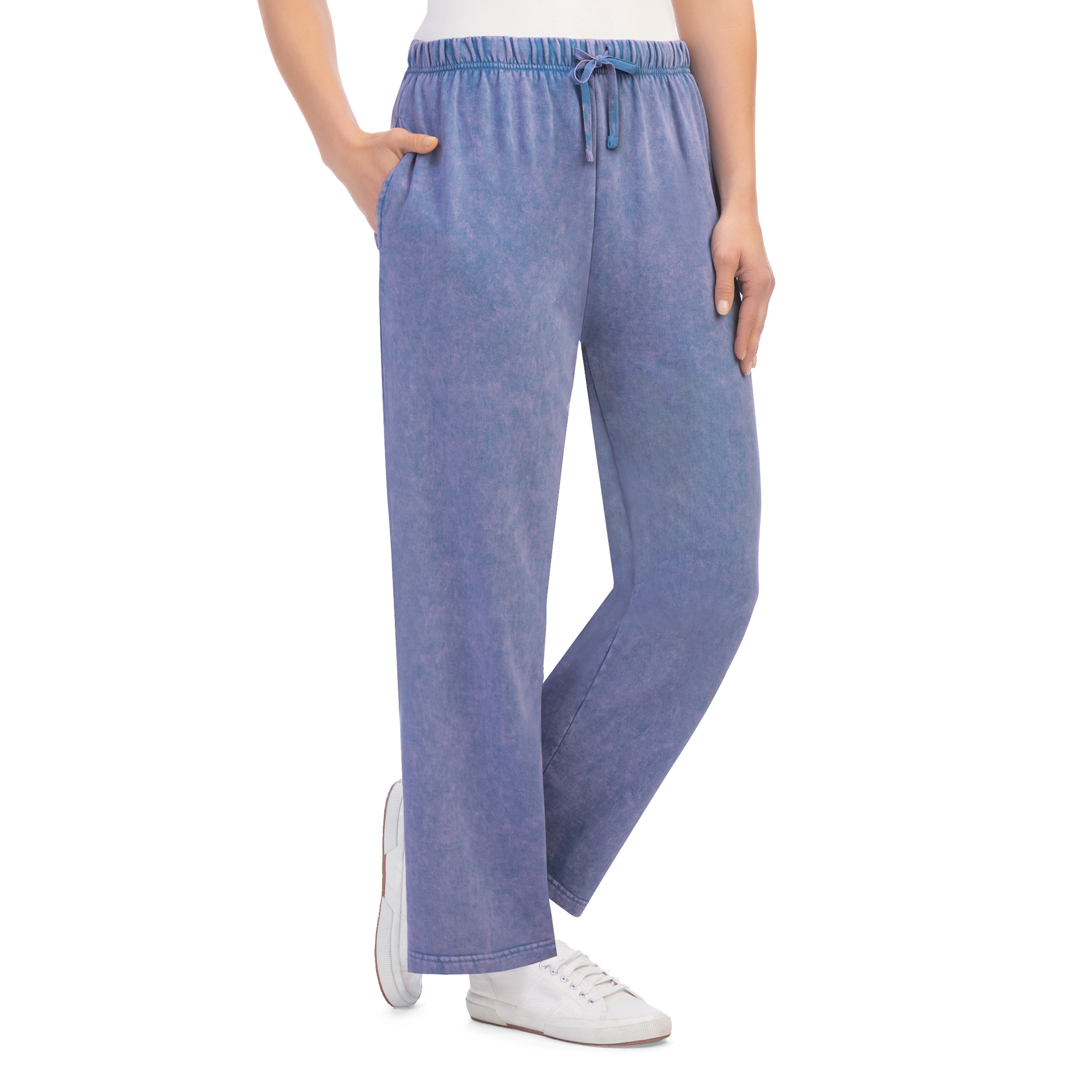 Comfy Color Washed Fleece Drawstring Pants XX-Large Women Cobalt Blue