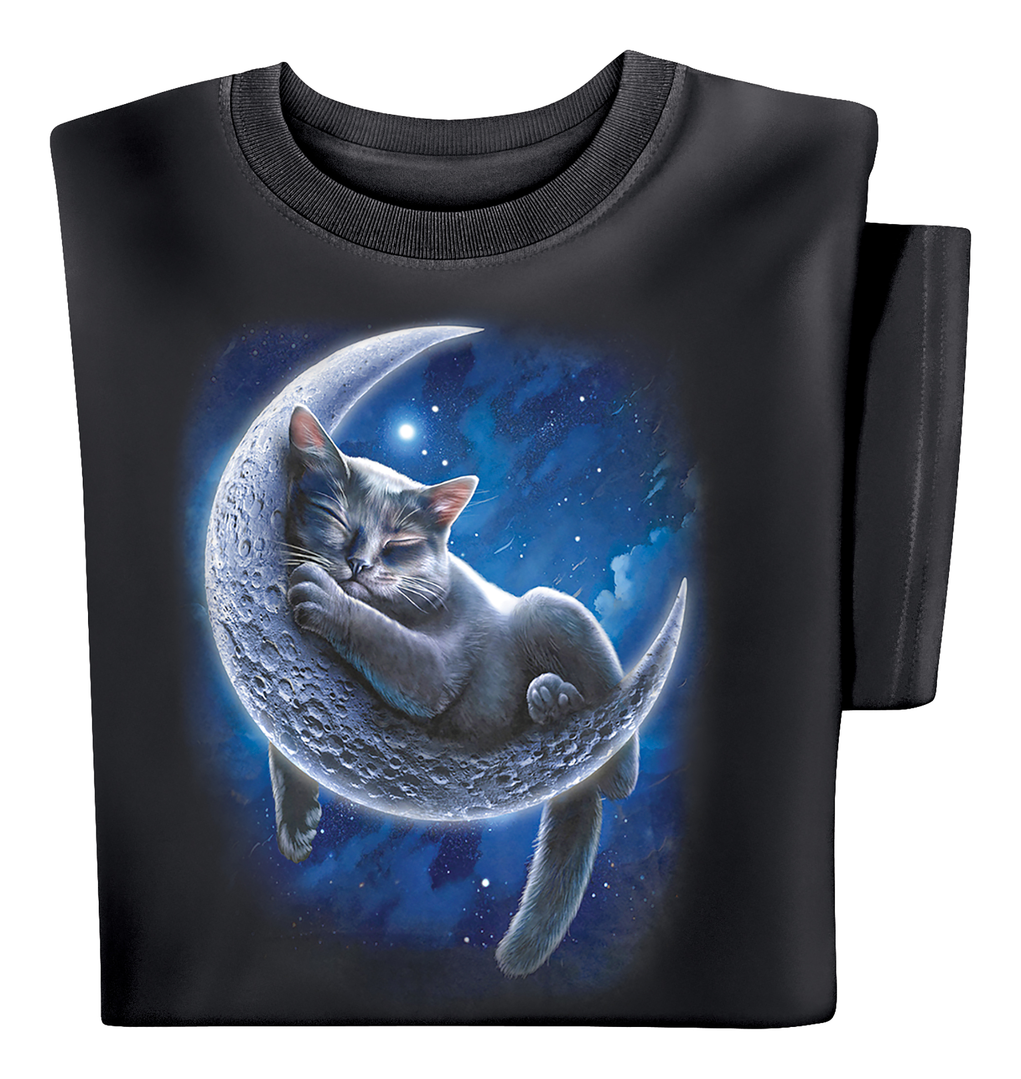 Kitten On The Moon T-shirt Medium Women Black