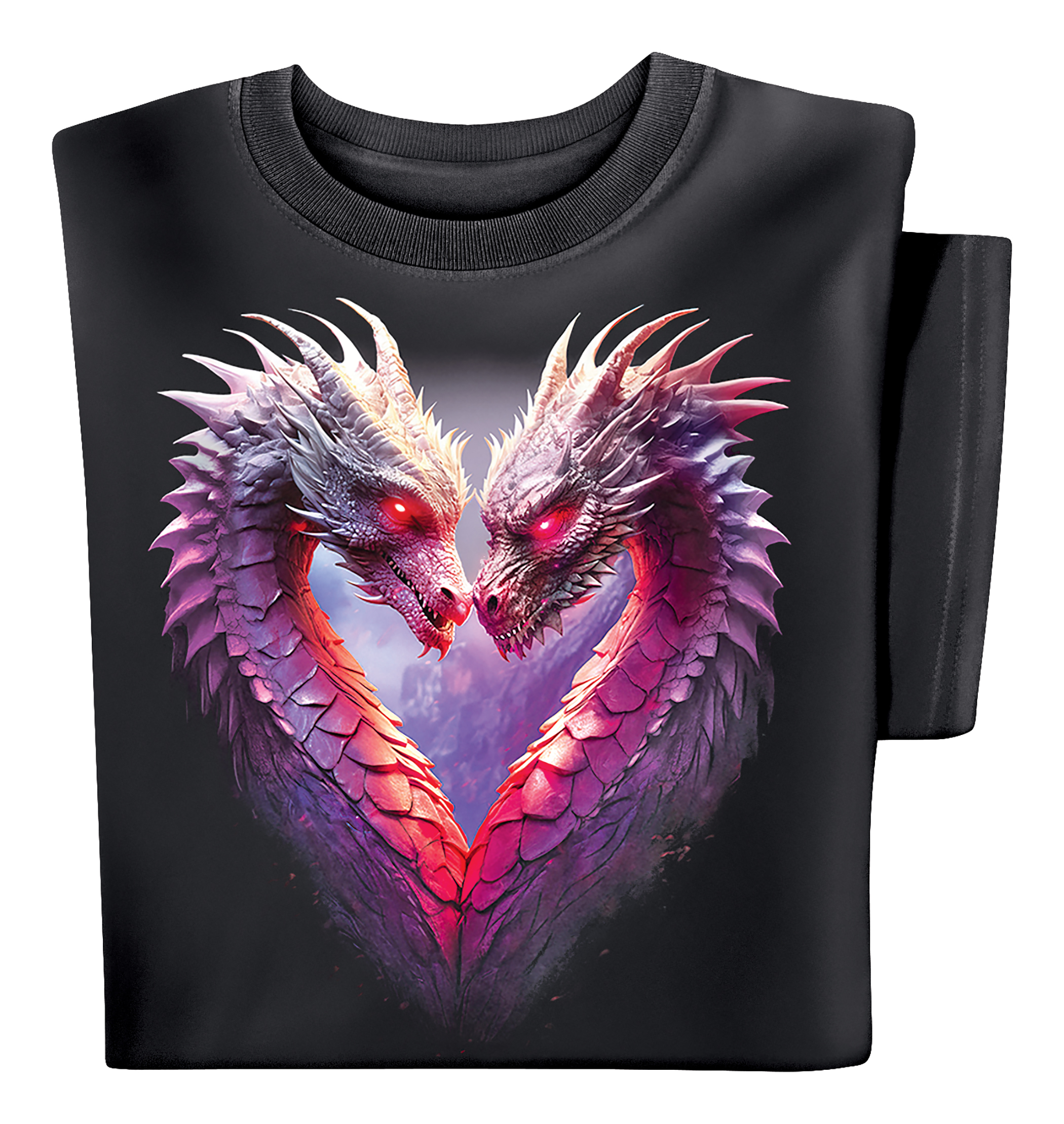 Heart of Dragons Short Sleeve Graphic Tee Large Women Black