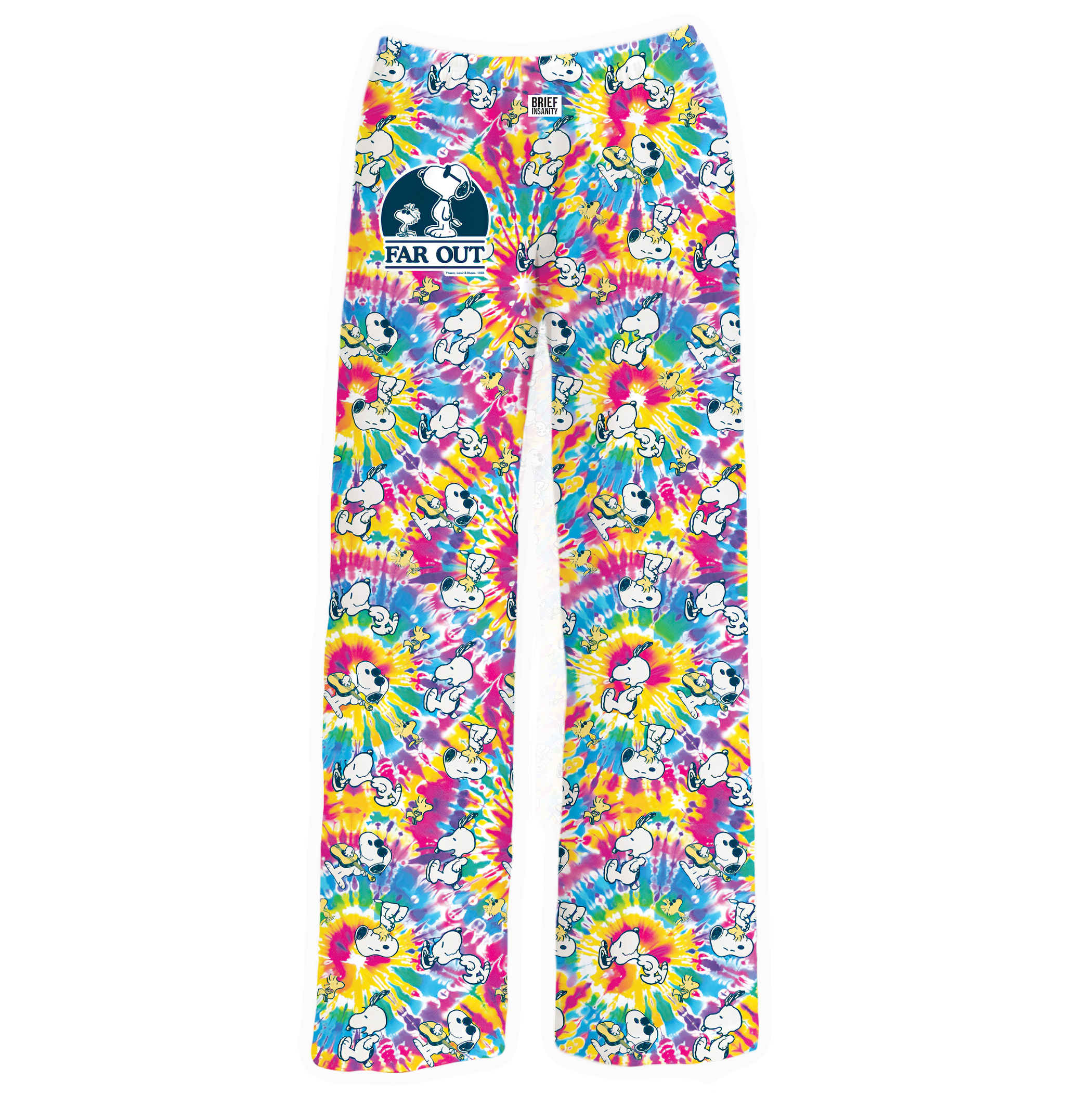 Snoopy Far Out Colorful Tie-Dye Drawstring Waistband Lounge Pants Medium Women Multi-Colored