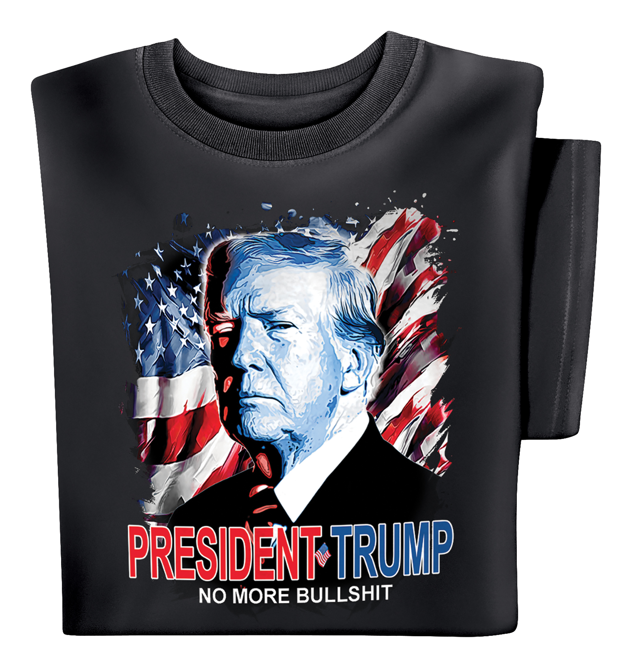 President Trump No More BS Short Sleeve Graphic T-Shirt Medium Black