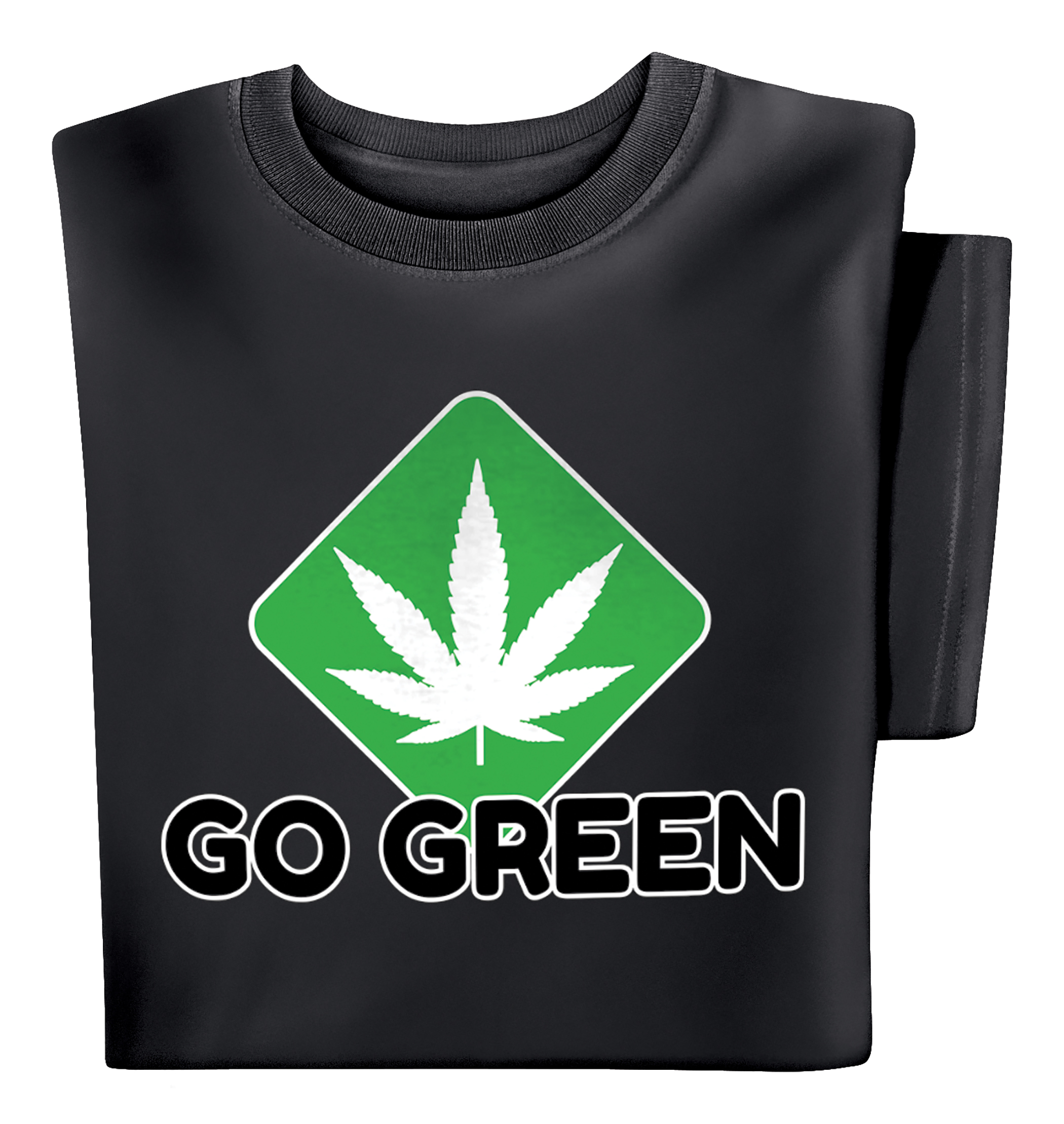 Go Green Pot Leaf Short Sleeve Graphic T-Shirt Medium Black