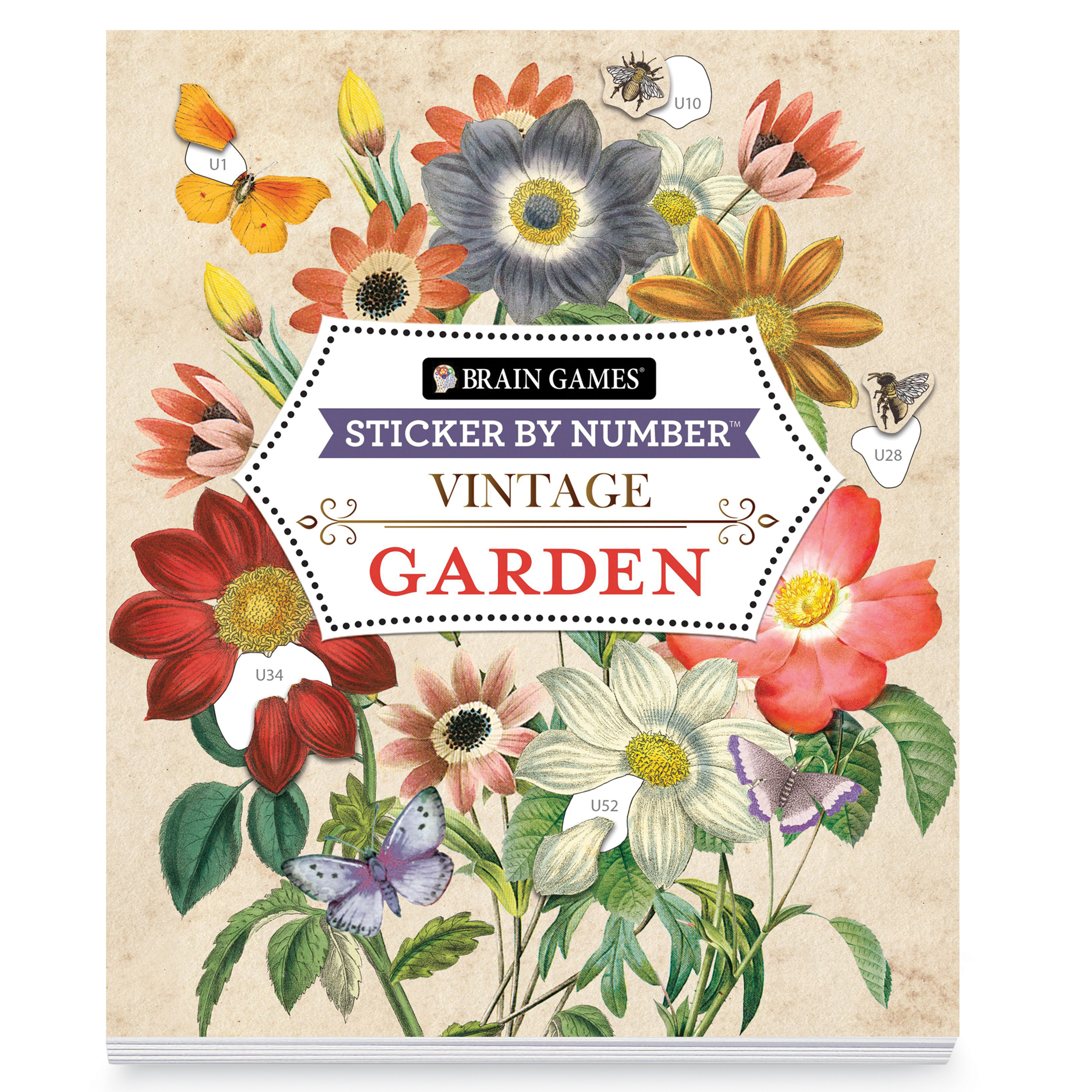 Brain Games Sticker by Number Vintage Garden Book