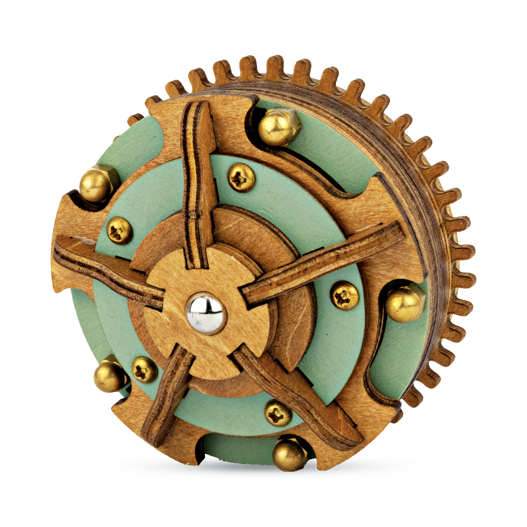 Archimedes' Problem-Solving Wooden Gear Puzzle