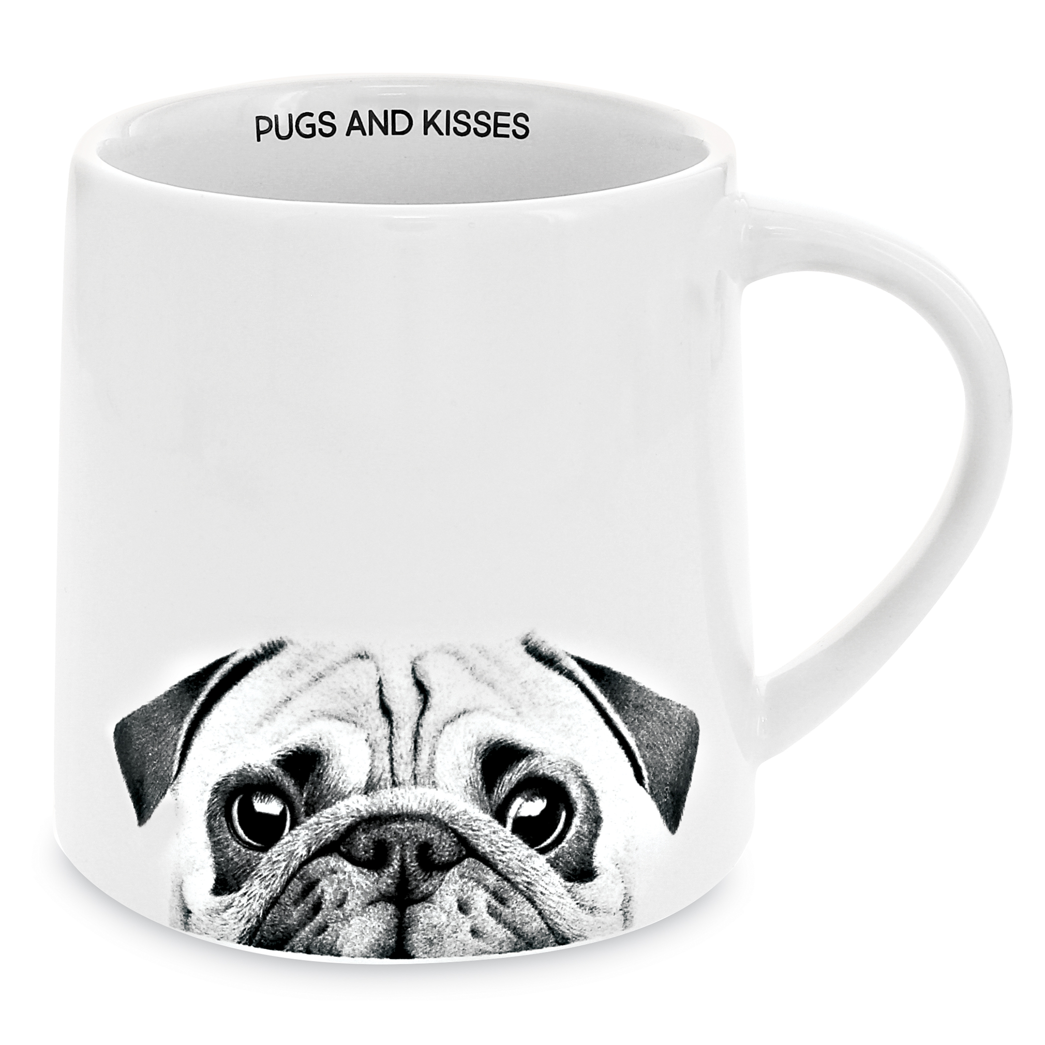 Adorable Pugs and Kisses Stoneware 17 oz. Mug