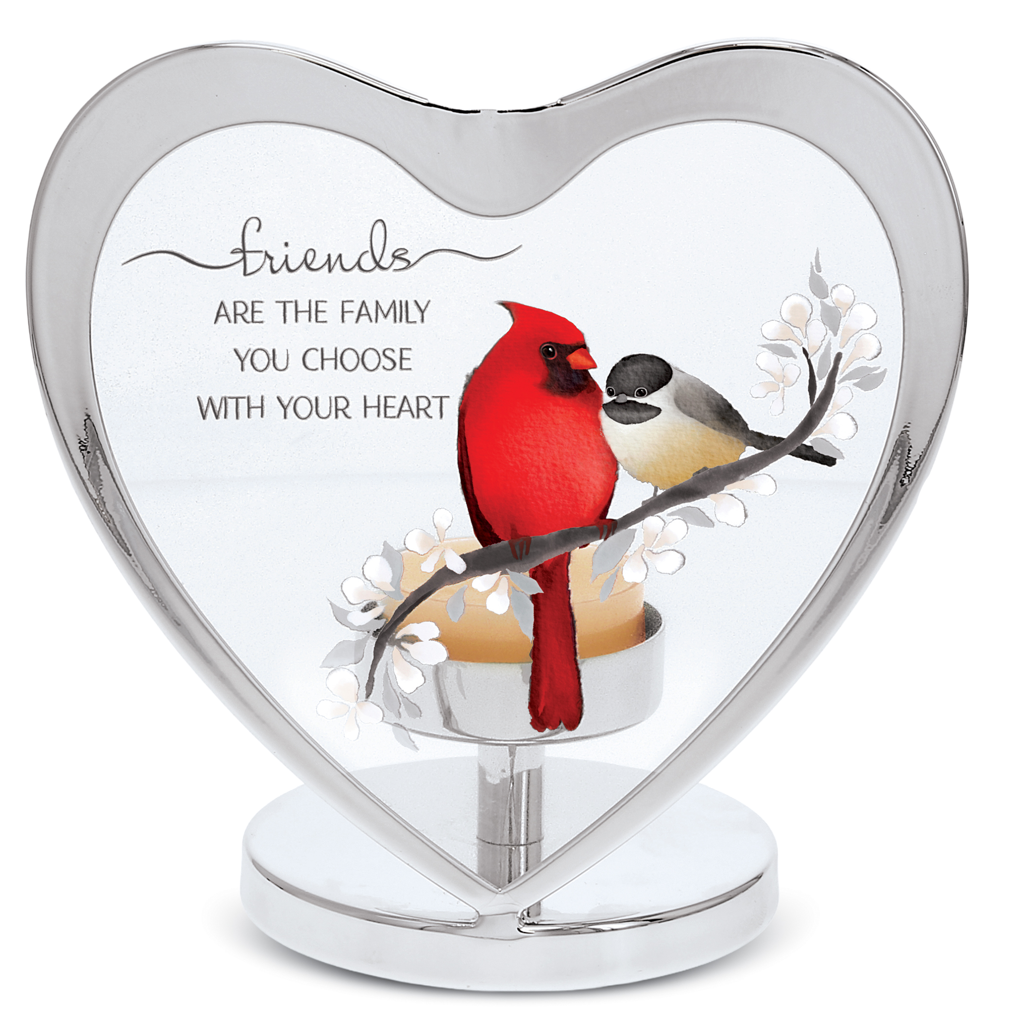 Friends Are Family You Choose Sentimental Heart-Shaped Tealight Holder Red