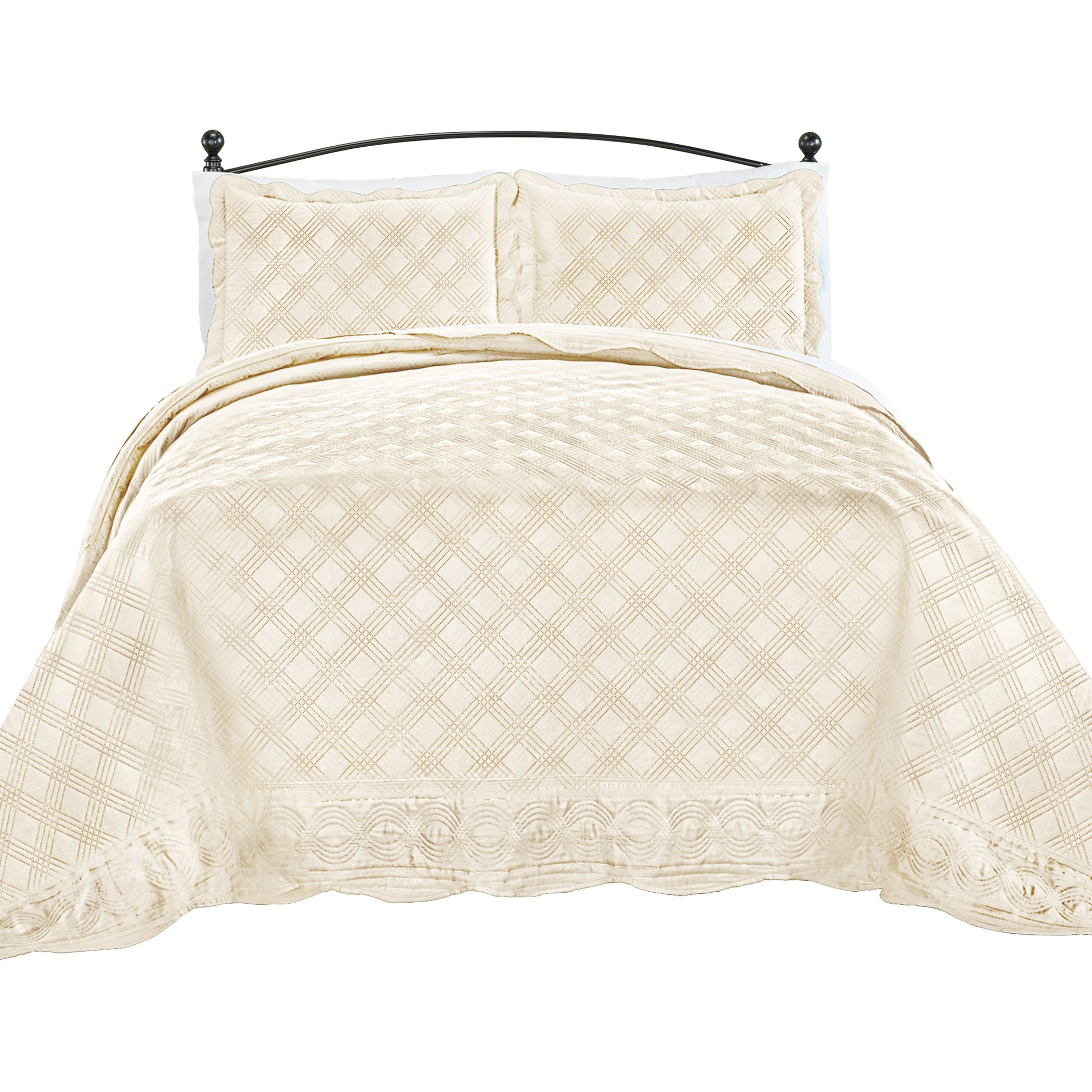 Gia Oversized Quilt with Textured Diamond Design Twin Gender Neutral Cream