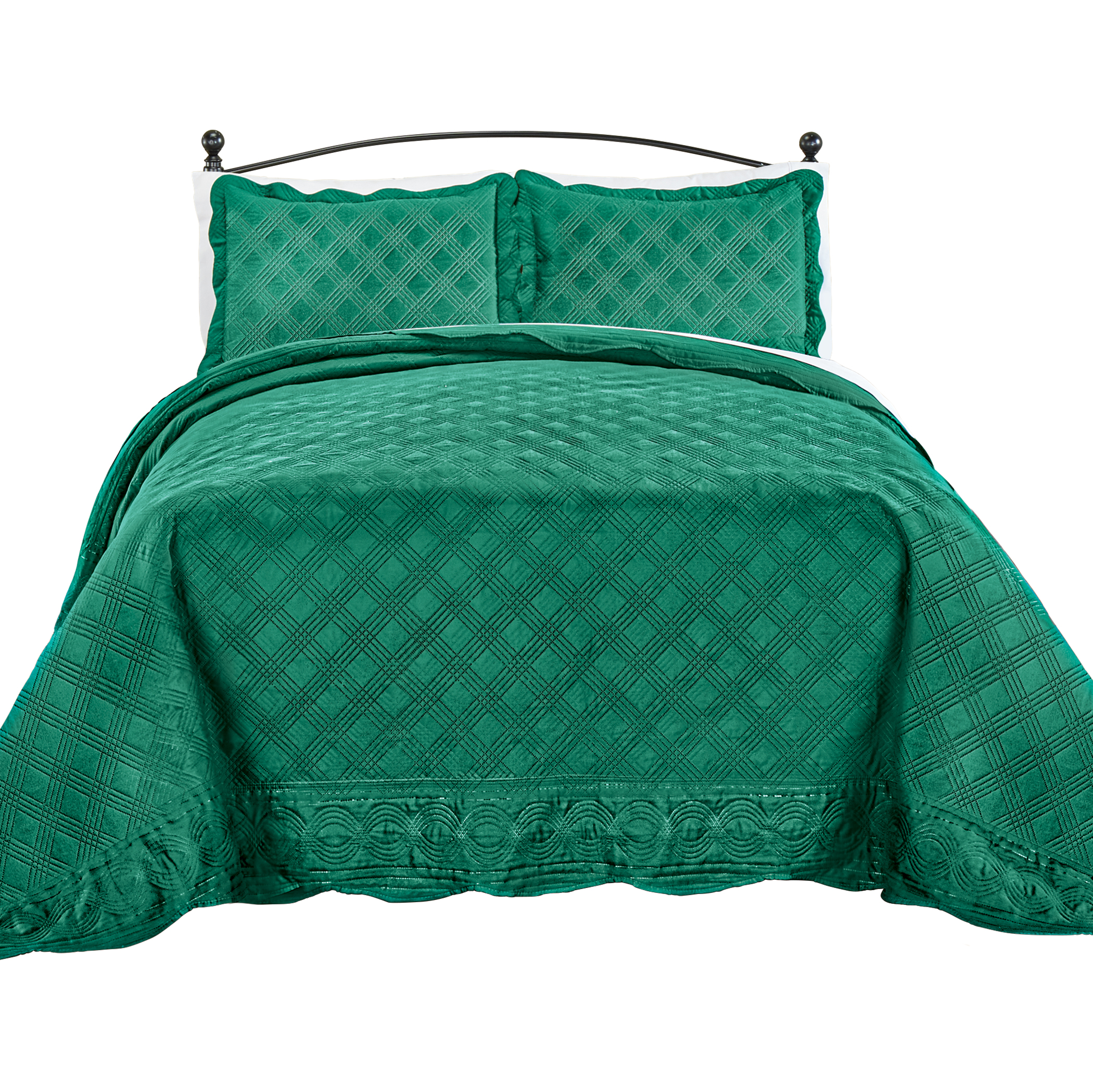 Gia Oversized Quilt with Textured Diamond Design Twin Gender Neutral Emerald