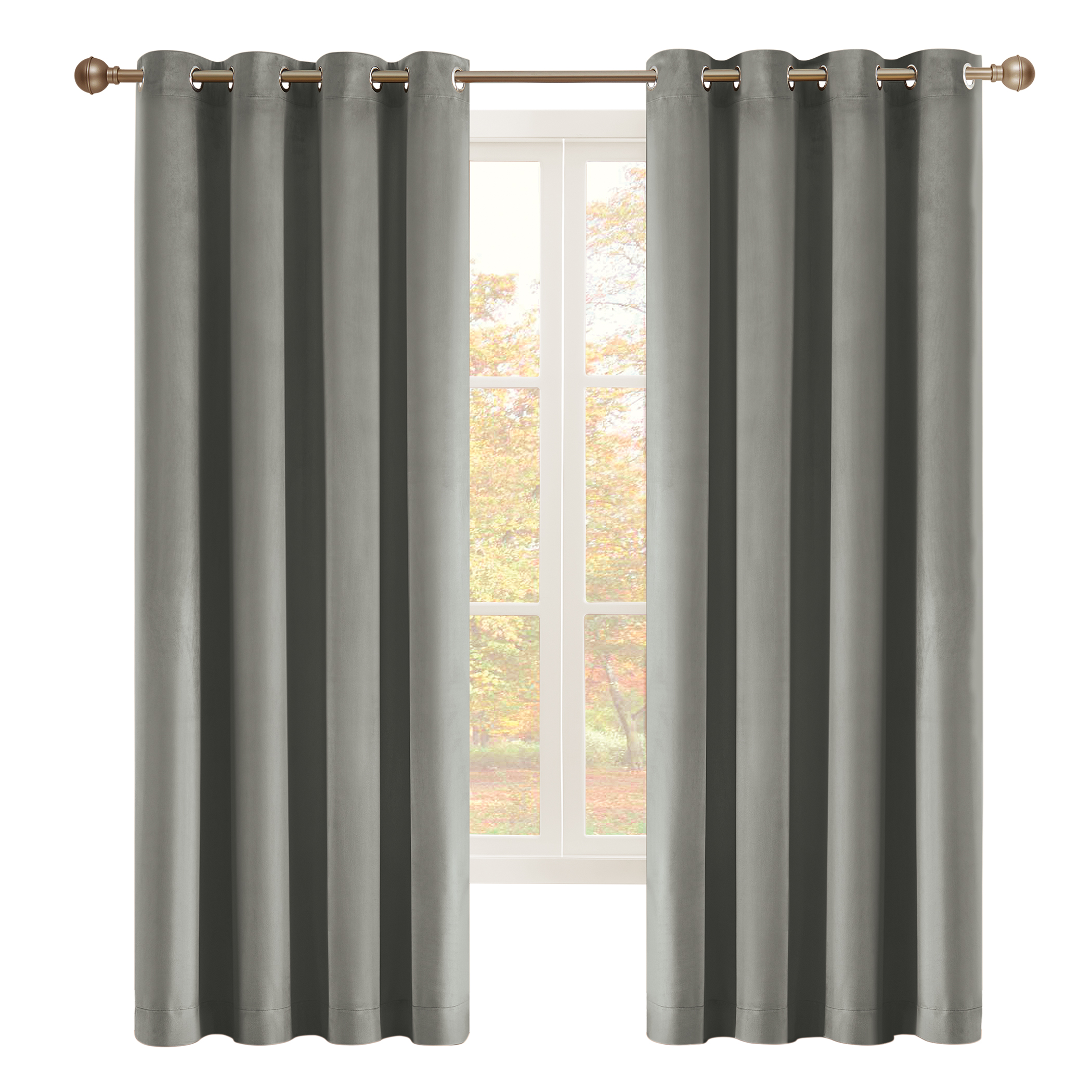 Lyon Grommet Top Elegant Velvet Curtain Panel 52"x84" Gray, 52"x84"