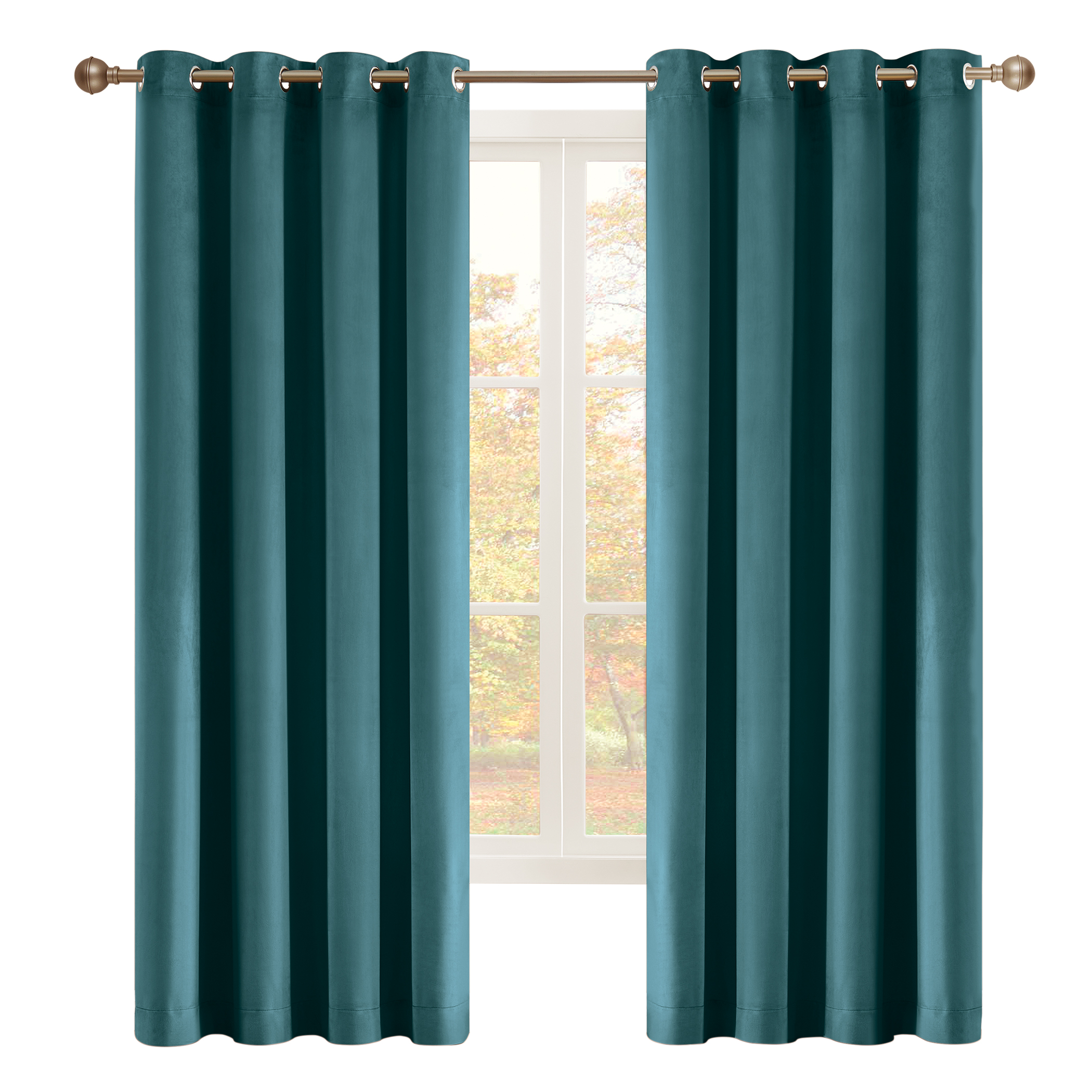 Lyon Grommet Top Elegant Velvet Curtain Panel 52"x84" Teal, 52"x84"