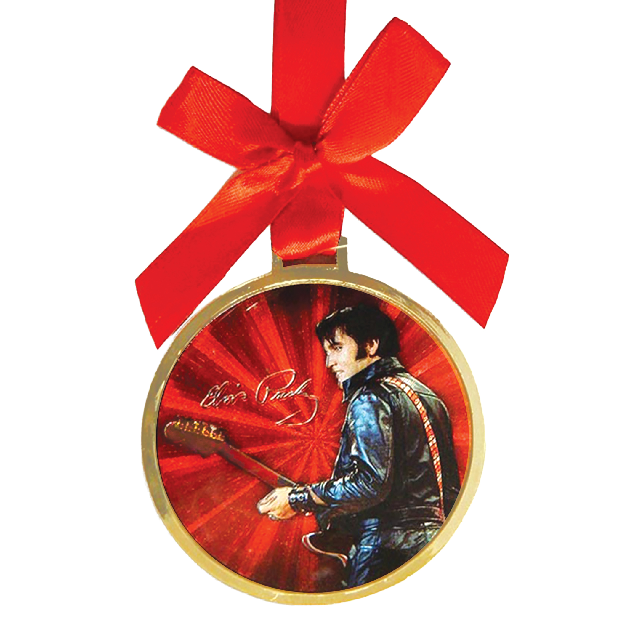 Festive Elvis Presley Enamel Christmas Ornament