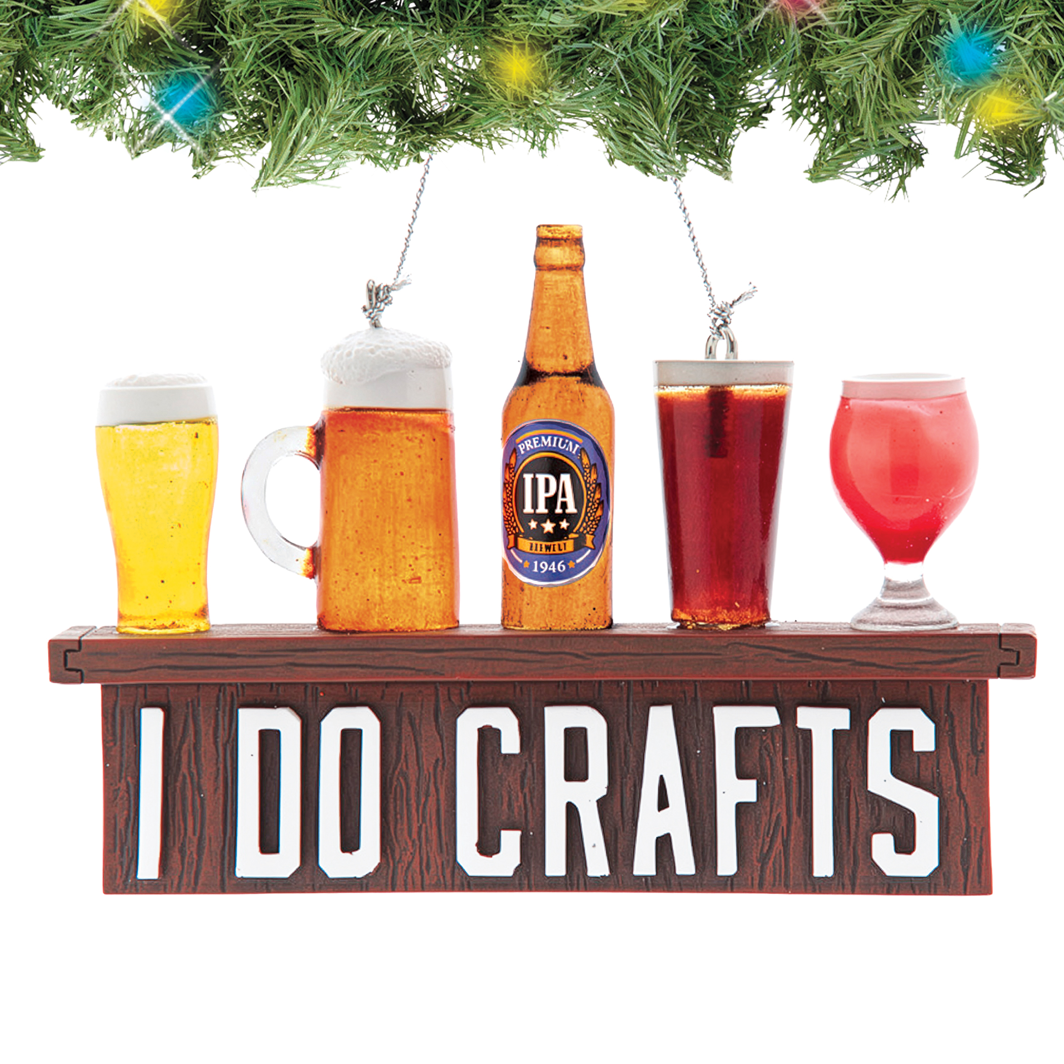 Hand-Painted I Do Crafts Beer Christmas Ornament