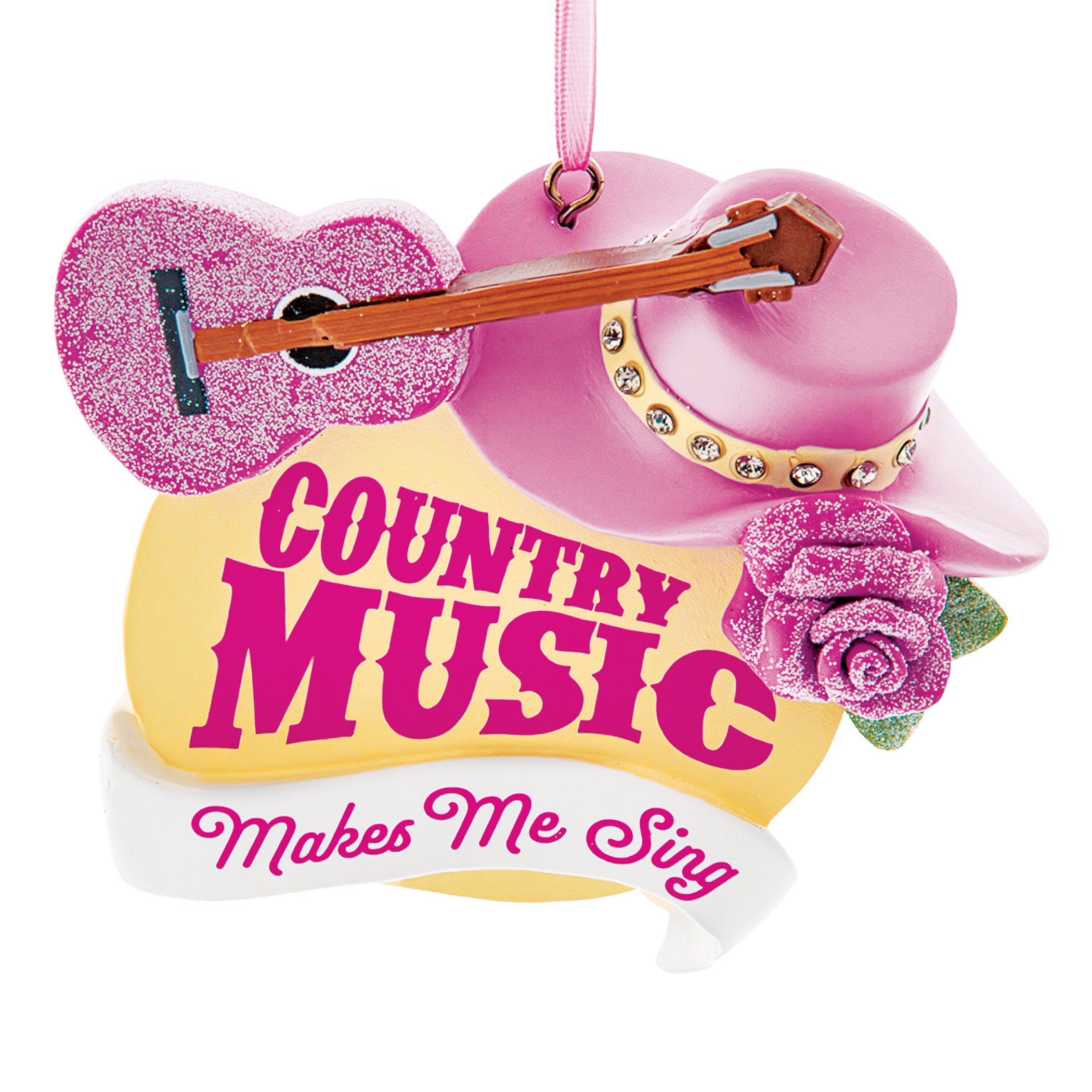 Hand-Painted Country Music Glittery Christmas Ornament