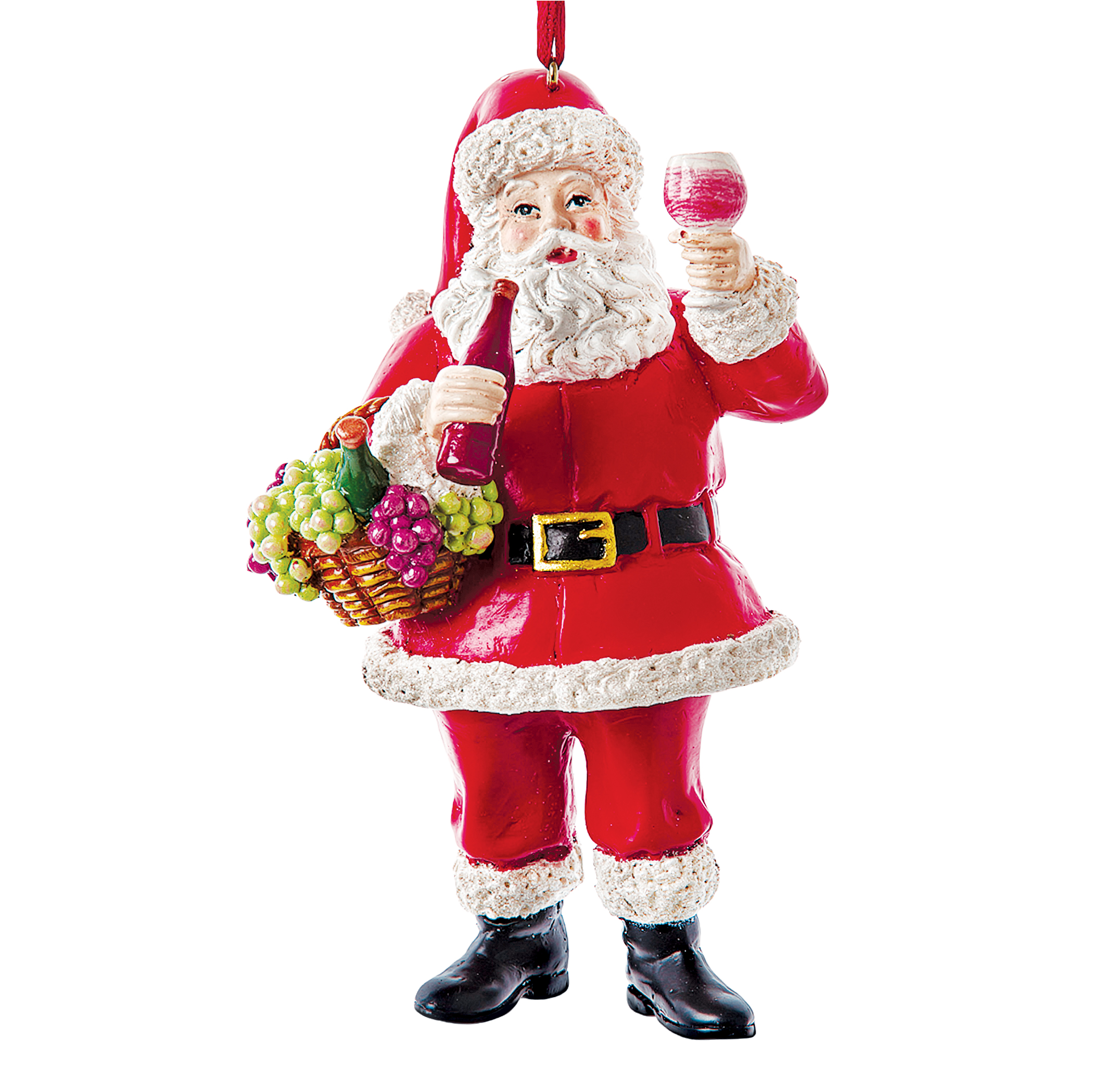 Wine Santa Claus Collectible Christmas Ornament Red