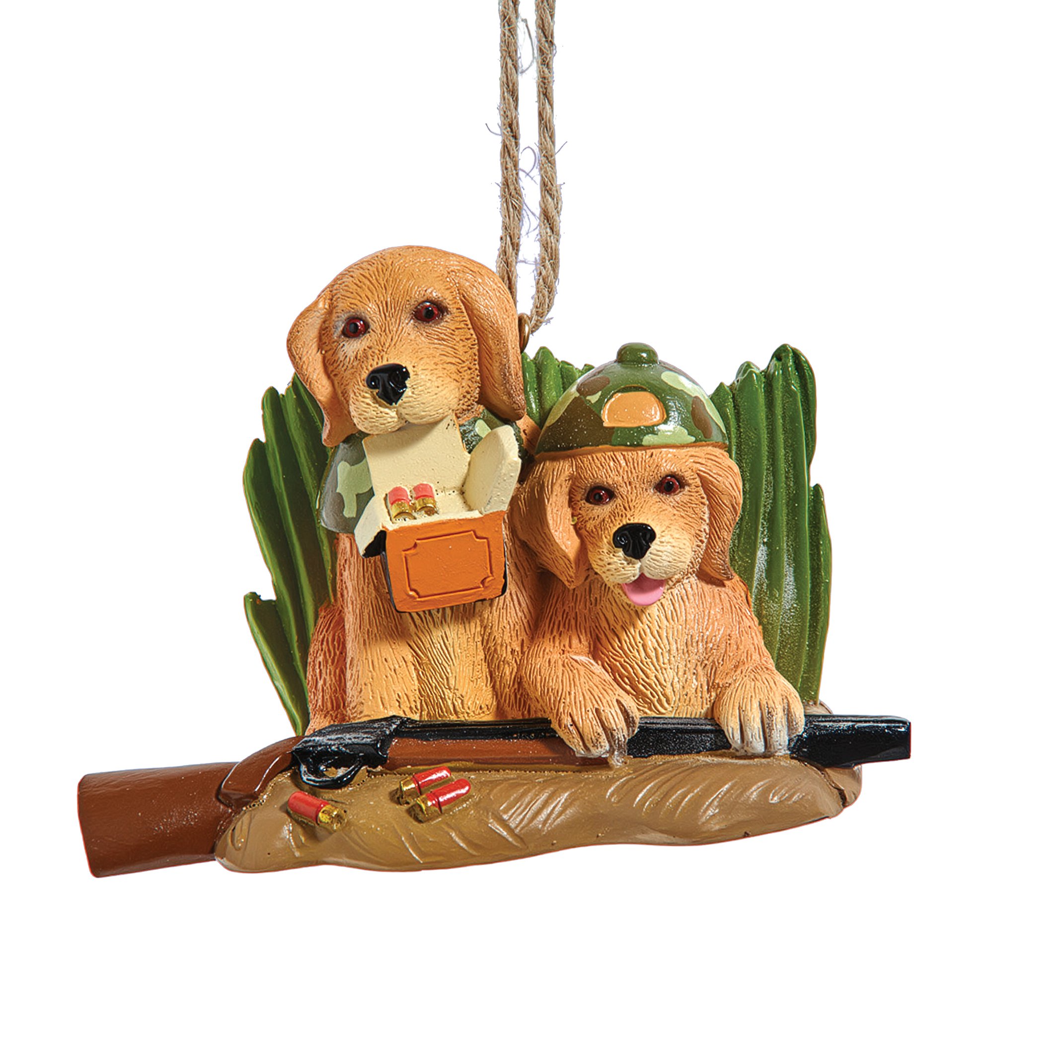 Charming Hand-Painted Hunting Dogs Christmas Ornament