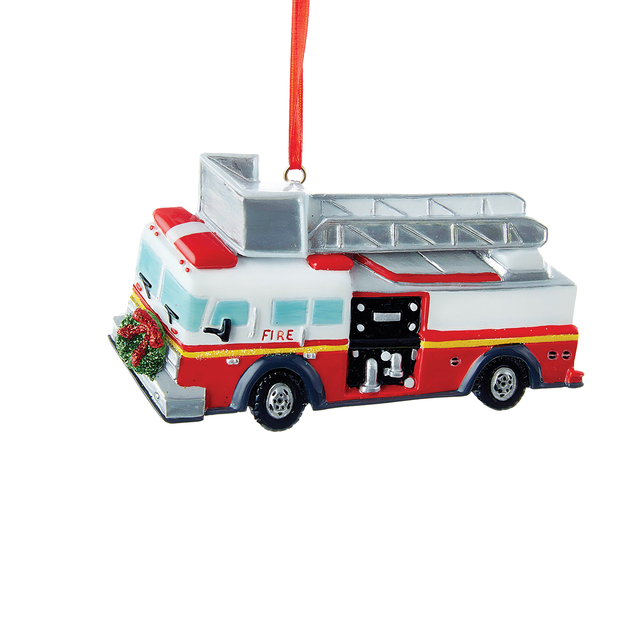 Hand-Painted Firetruck Christmas Ornament