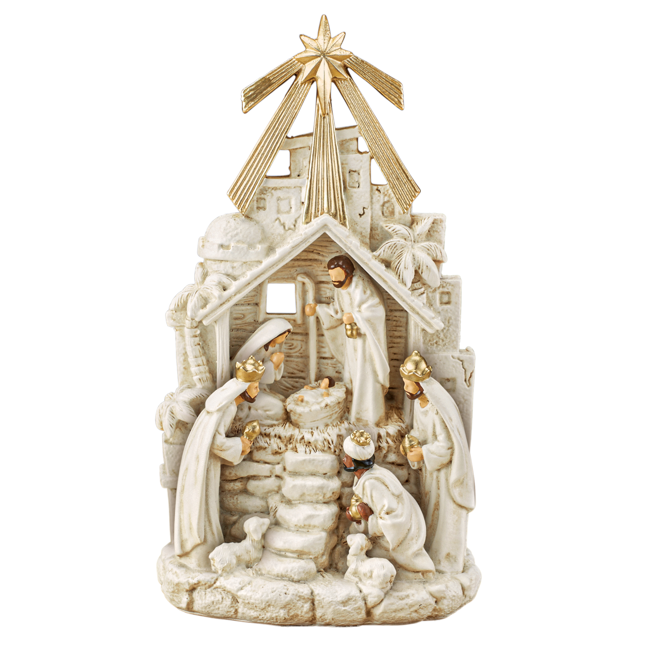 Hand-Painted Nativity of Jesus Holiday Decoration Cream