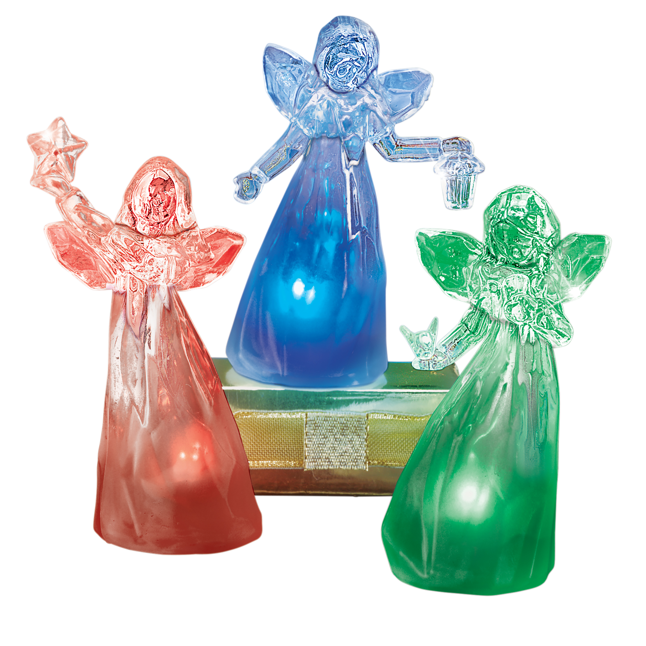 Lighted Color-Changing Angels Decorations - Set of 3 Red
