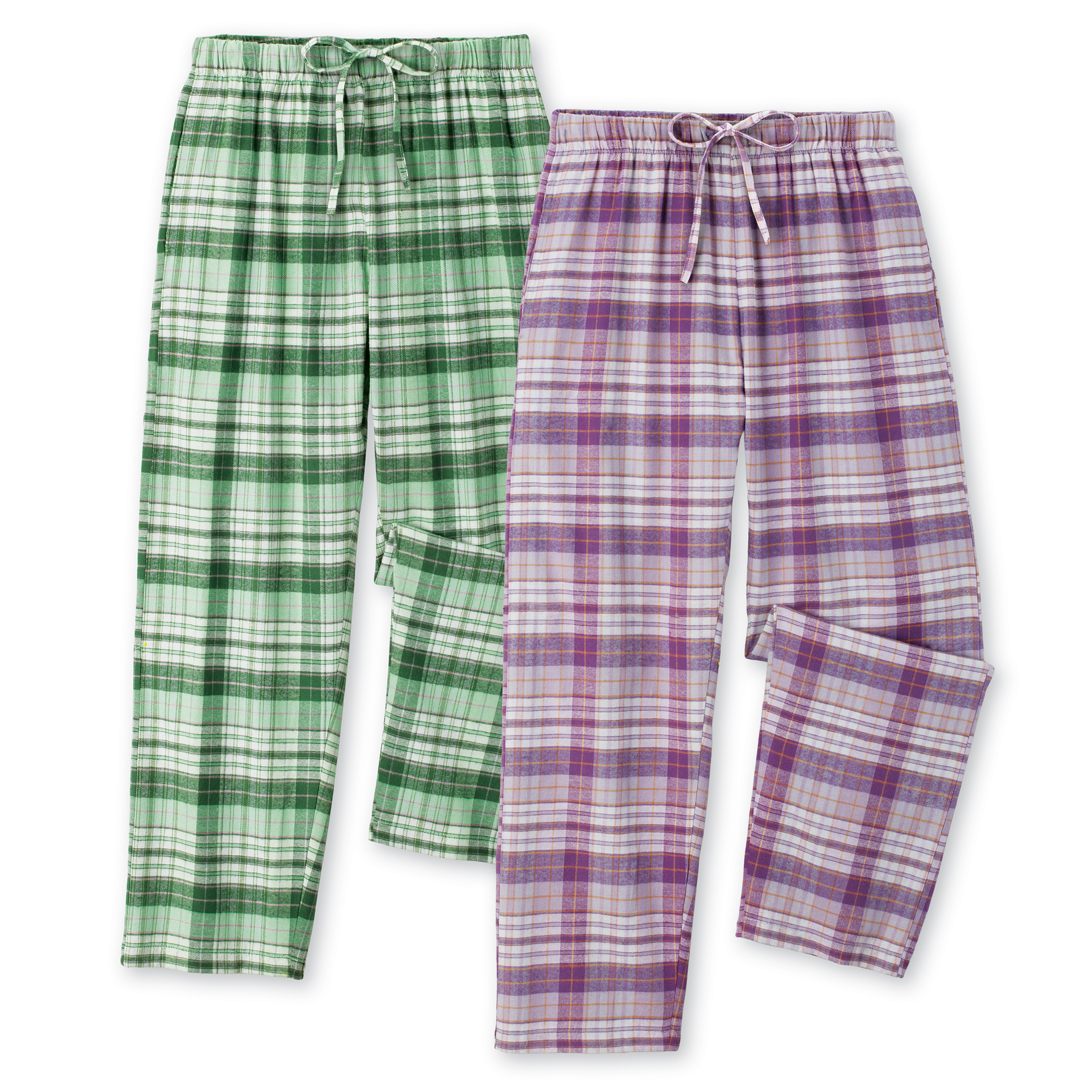 Plaid Flannel Pajama Pants - Pack of 2 XX-Large Gender Neutral Plaid mint-lilac