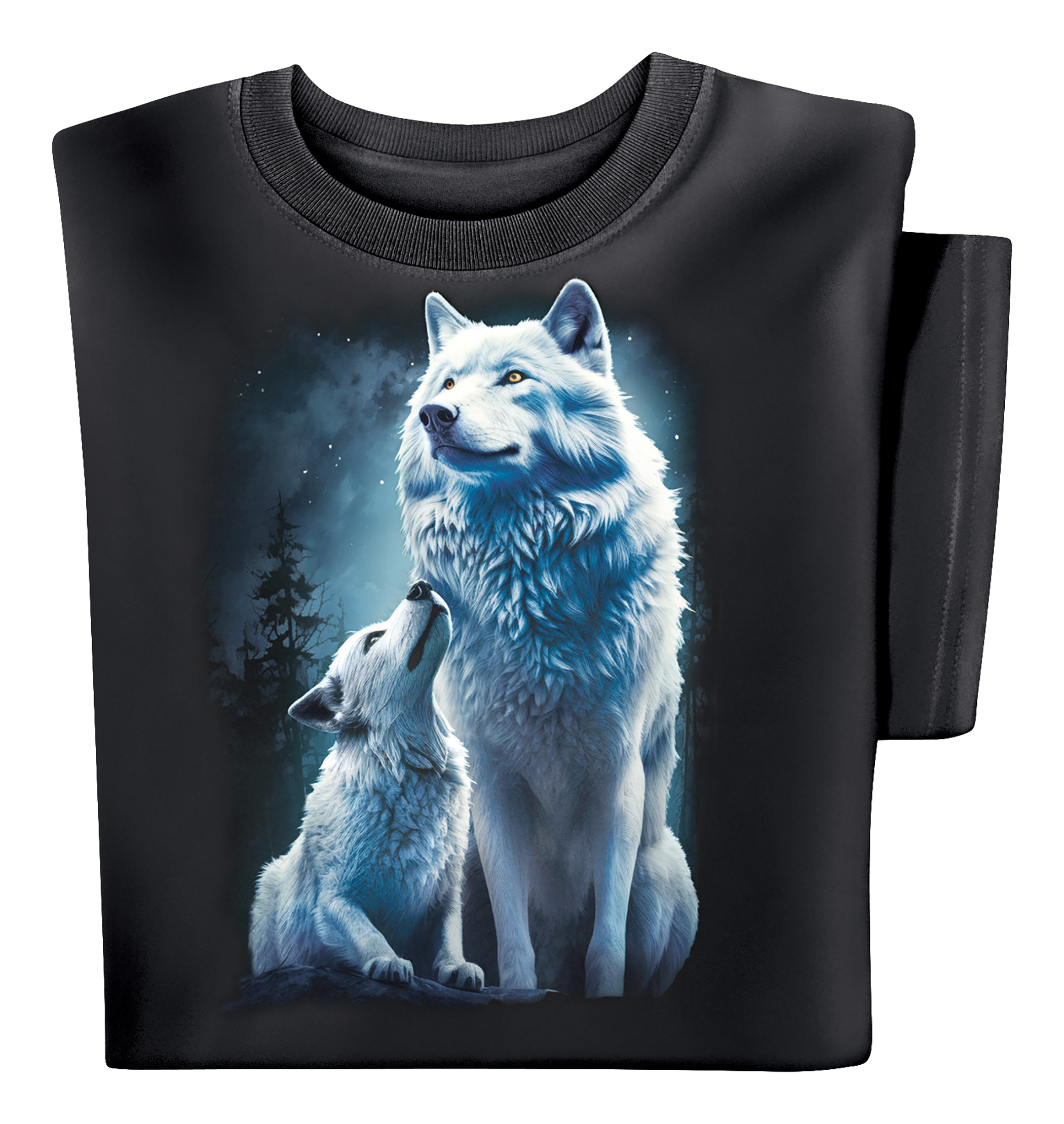 Majestic Mother Guardian Wolf Short Sleeve Graphic Tee Medium Gender Neutral Black