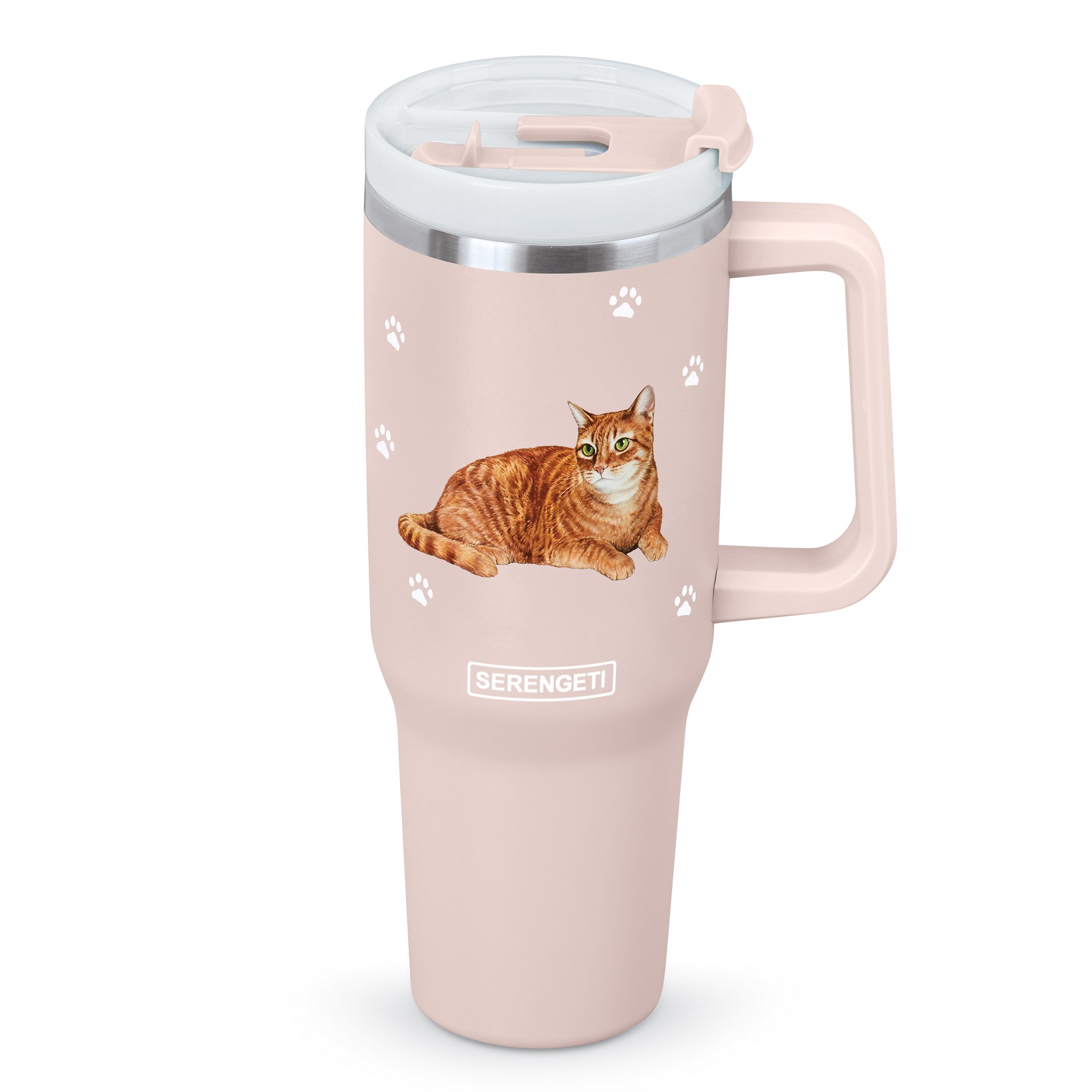 40 oz. Stainless Steel Double Wall Insulated Pet Tumbler Orange Tabby Cat