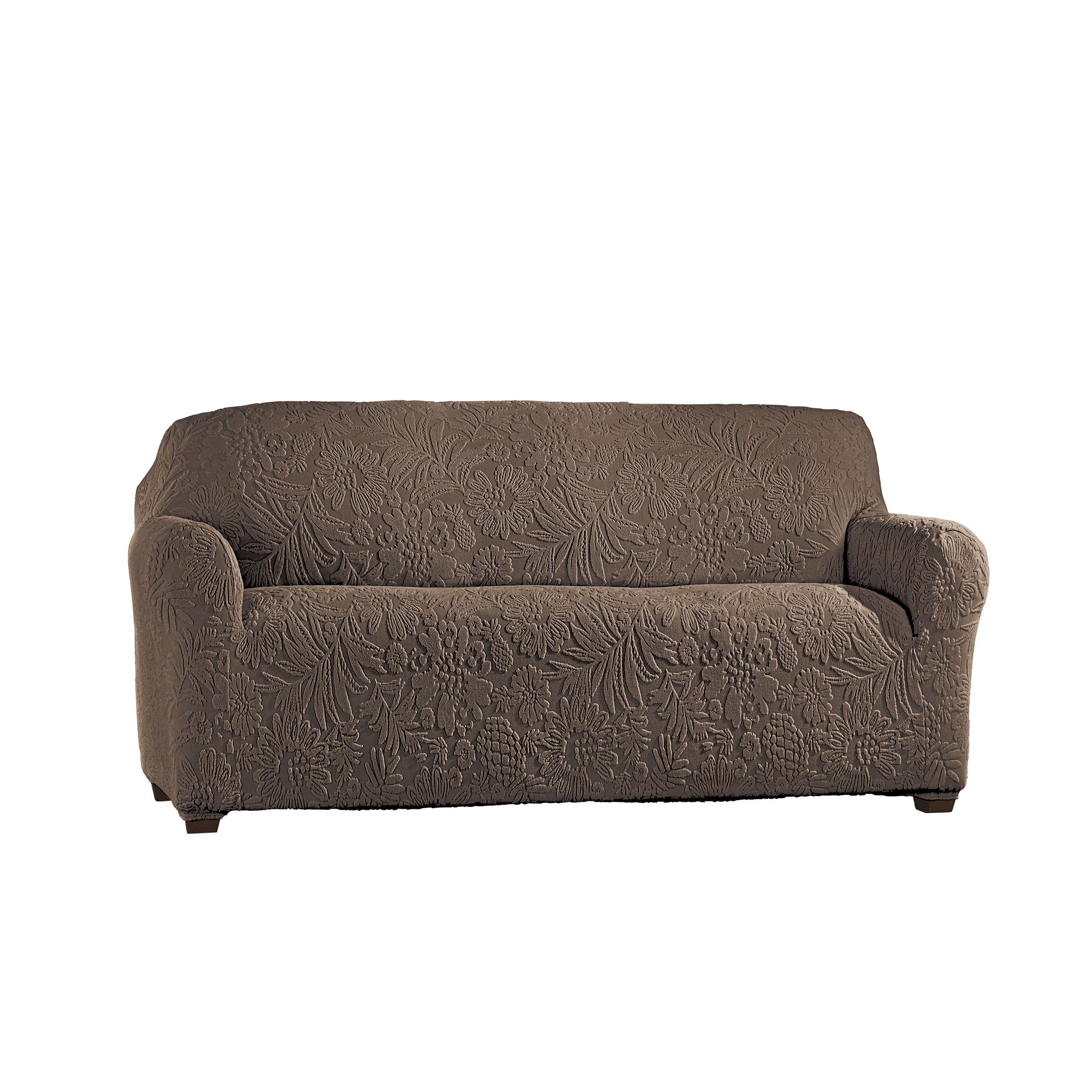 Tropical Textured Leaf Stretch Furniture Cover Loveseat Chocolate