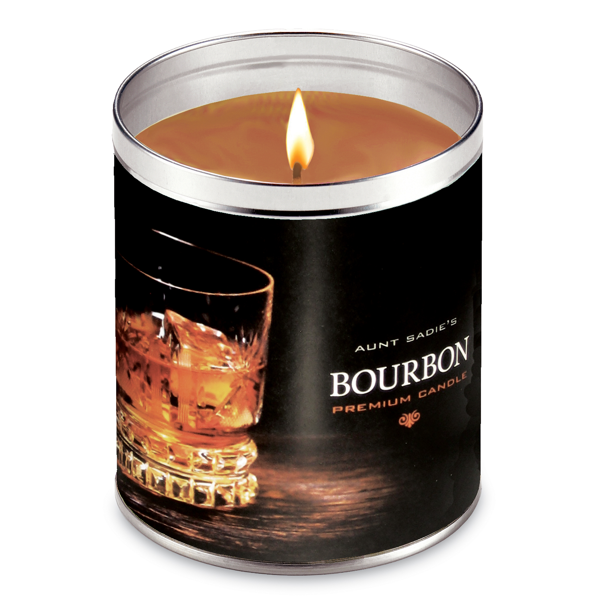 Bourbon Scented Candle in Decorative Tin, 70 Hour Burn Time Black
