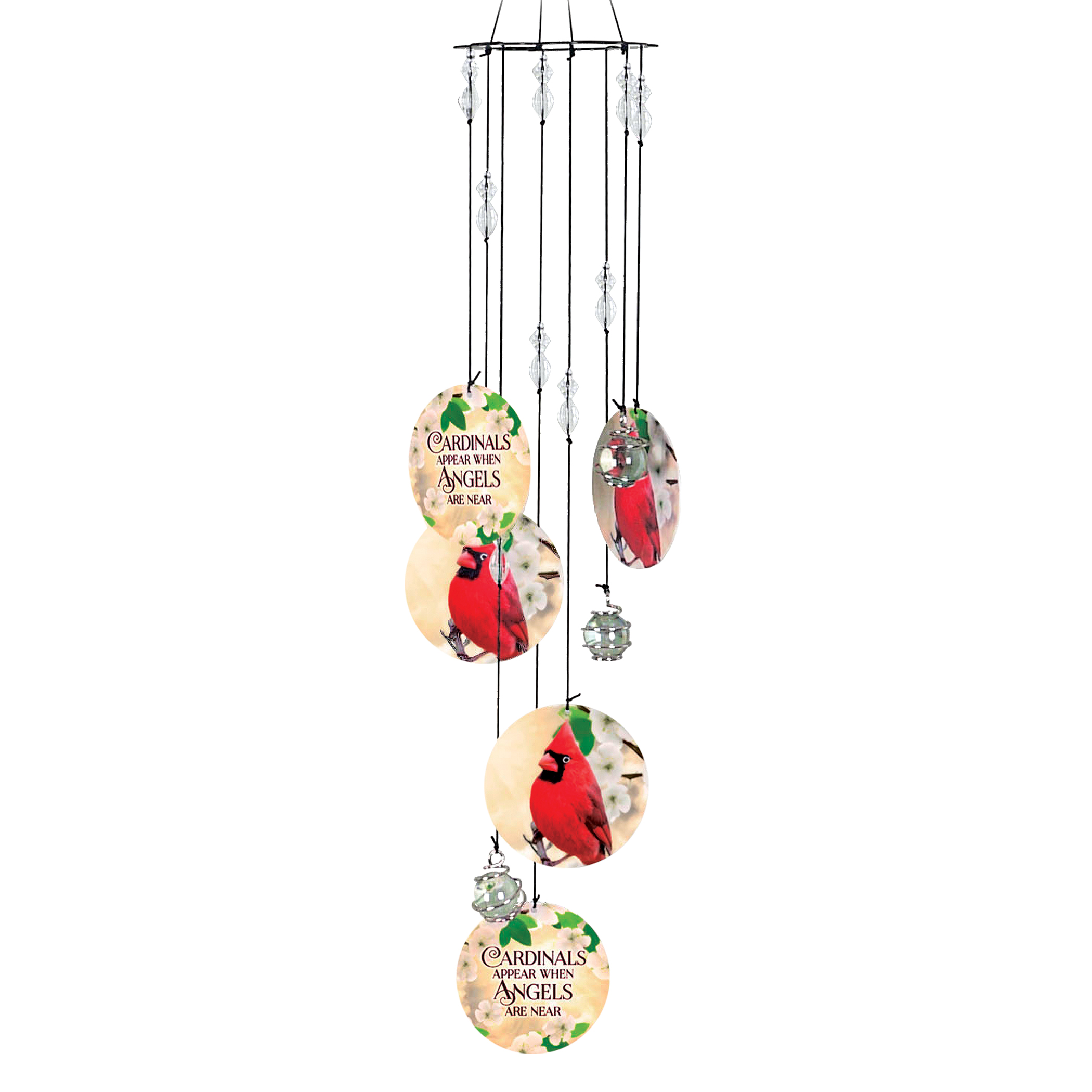 Cardinals Appear When Angels Are Near Glass Bead Wind Chime