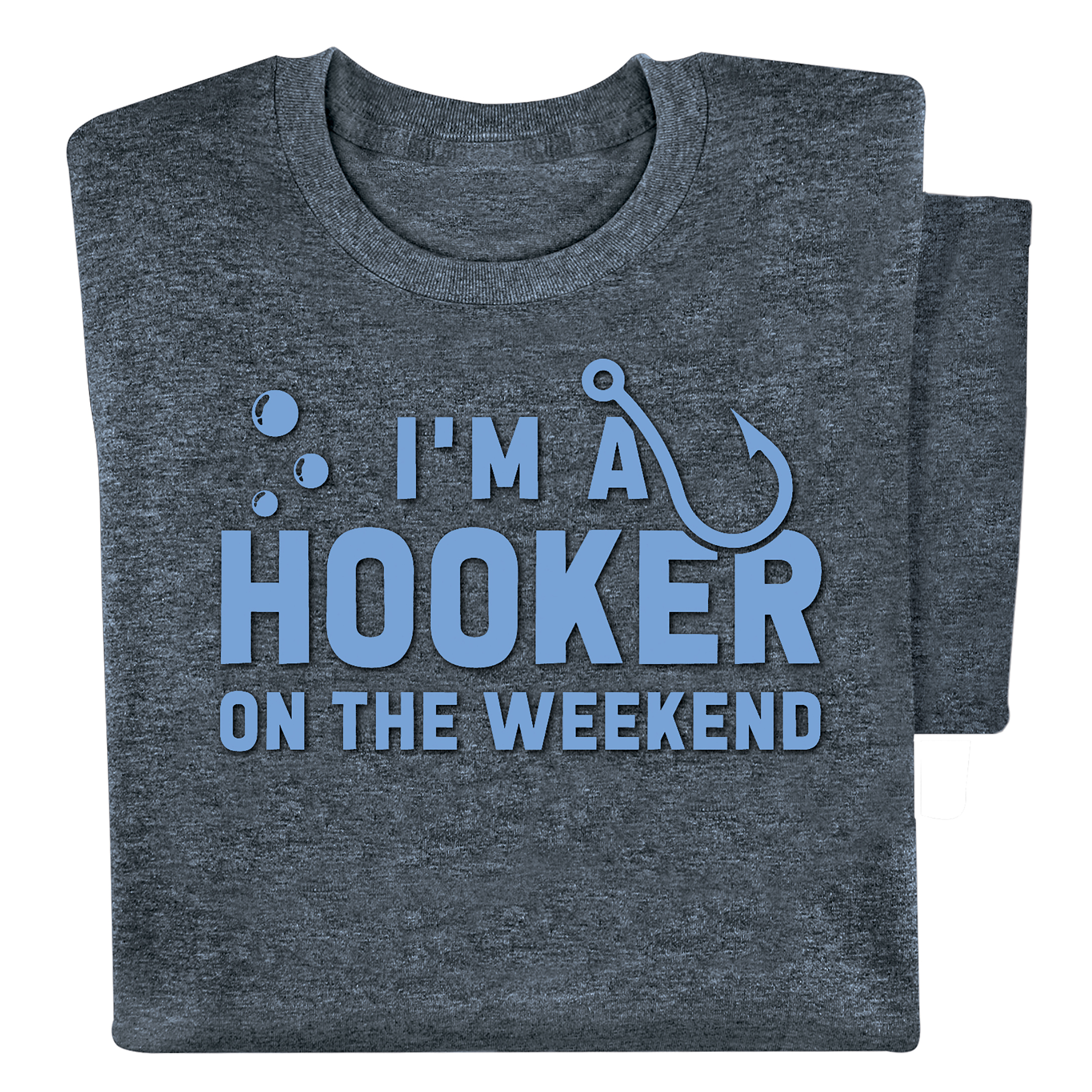 Funny Hooker Fishing Short Sleeve Graphic Tee X-Large Solid Dark Heather