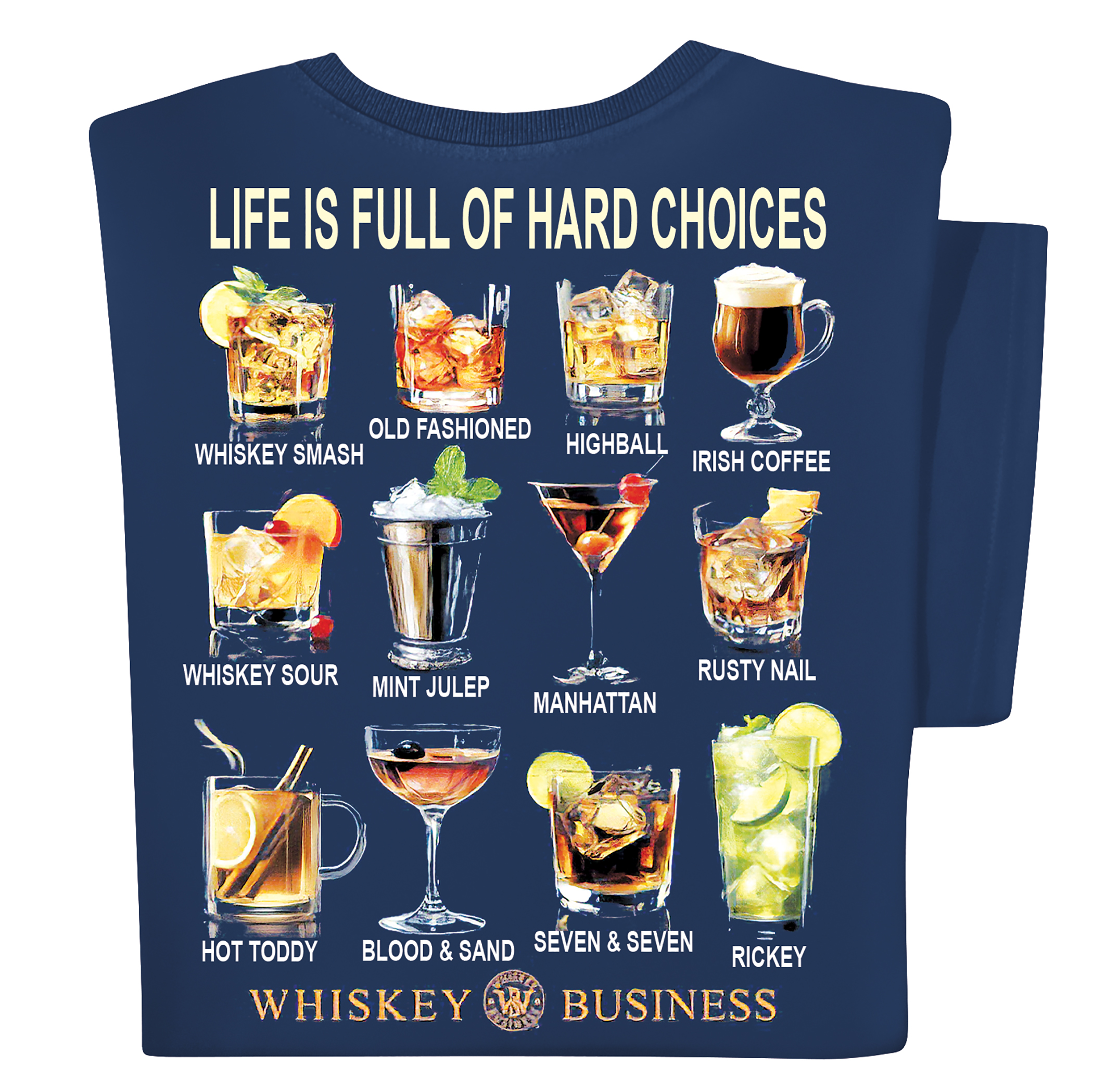 Life Is Full Of Hard Choices Whiskey Short Sleeve Graphic Tee Medium Navy