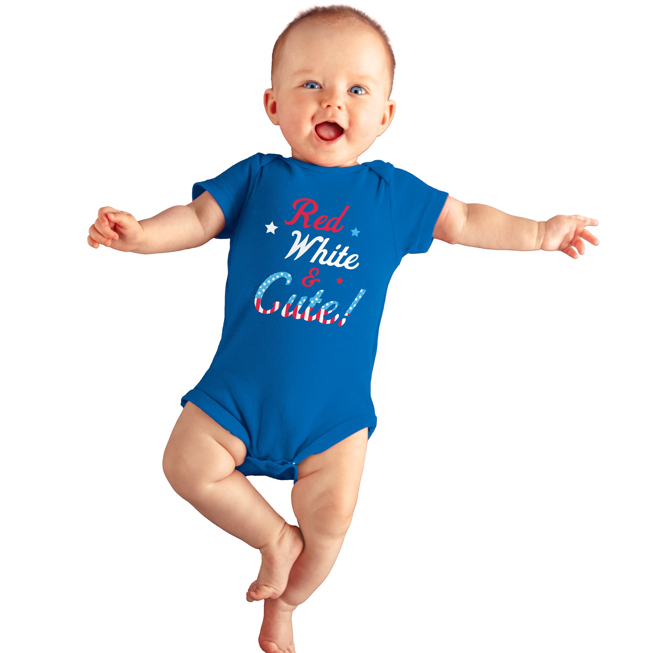 Red White and Cute Patriotic Baby One Piece Outfit 6-12 mos Cobalt Blue