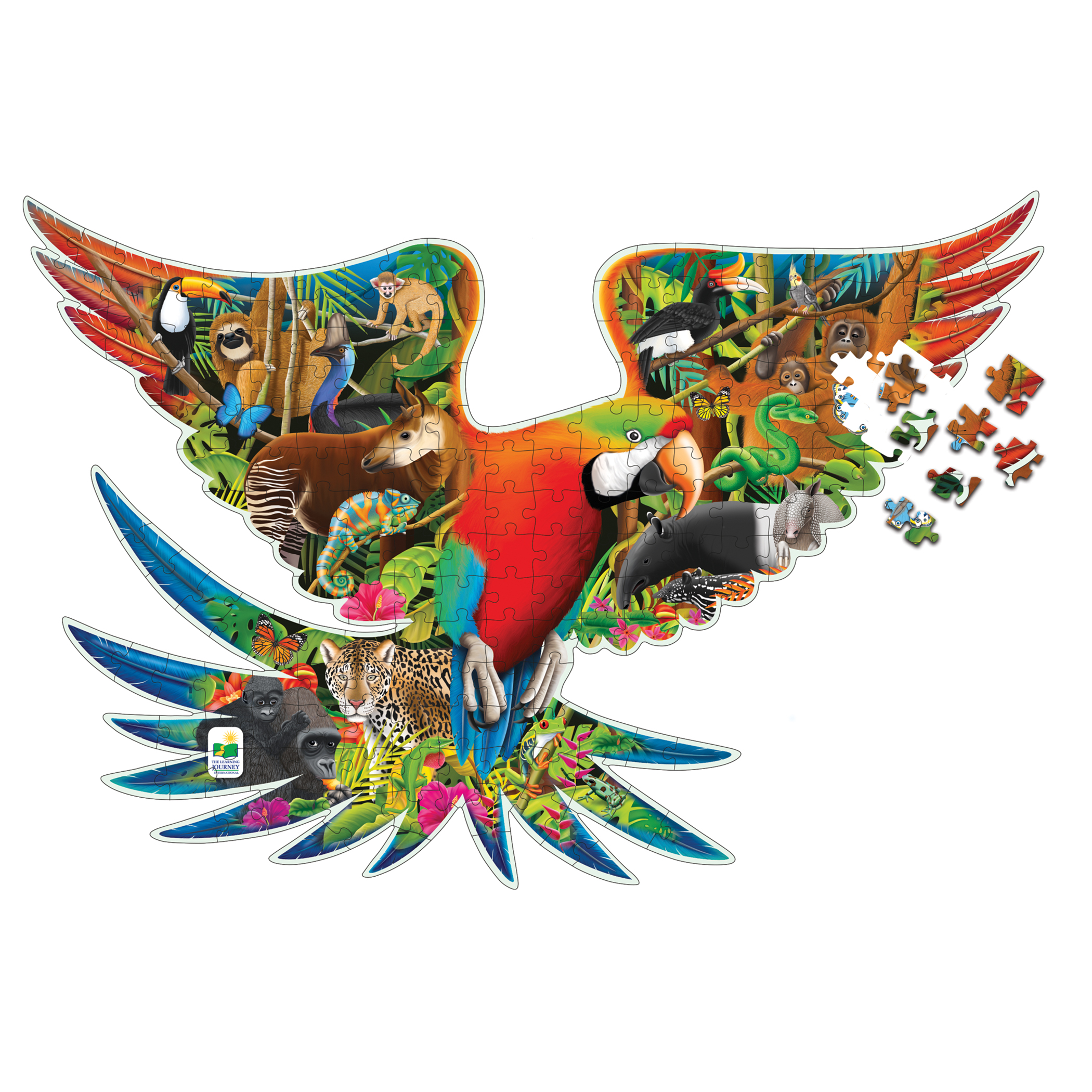 Rainforest Parrot-Shaped 200-Piece Jigsaw Puzzle