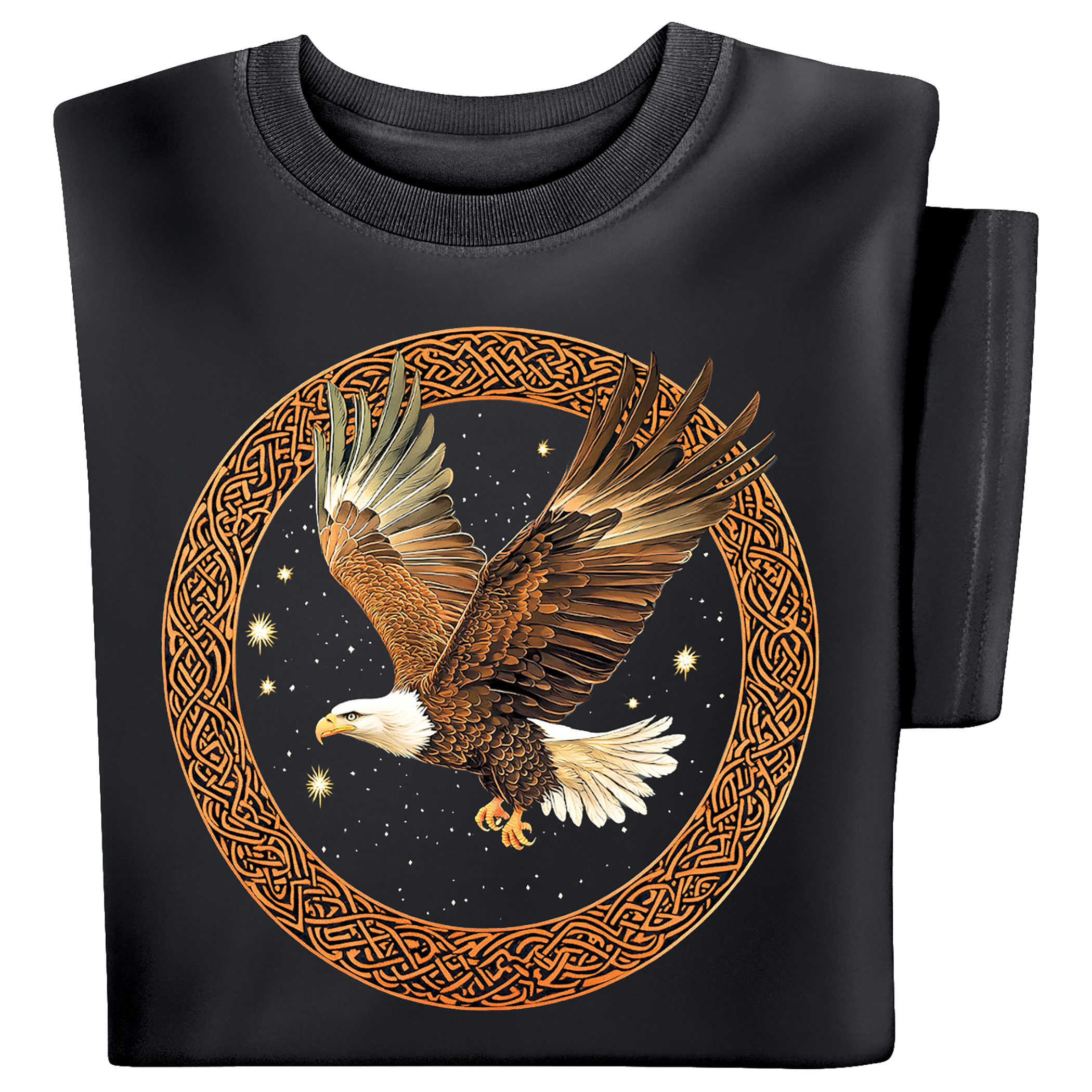 Celtic Ring Soaring Eagle Short Sleeve Graphic T-Shirt Medium Gender Neutral Black