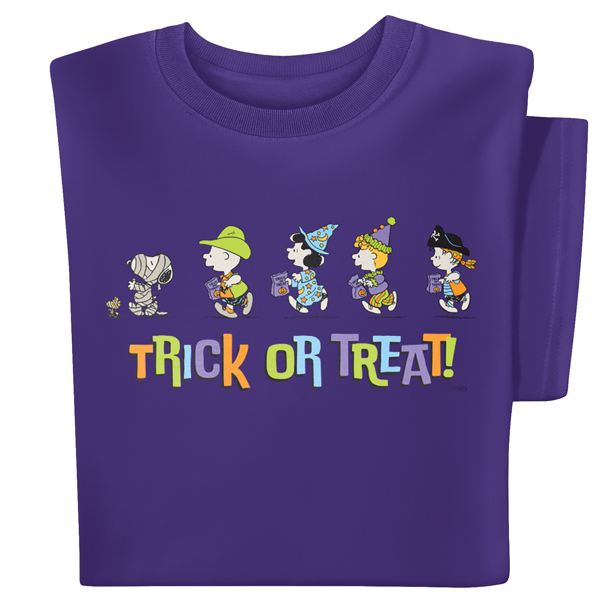 Peanuts Trick or Treat Halloween Short Sleeve Graphic T-Shirt XX-Large Gender Neutral Purple